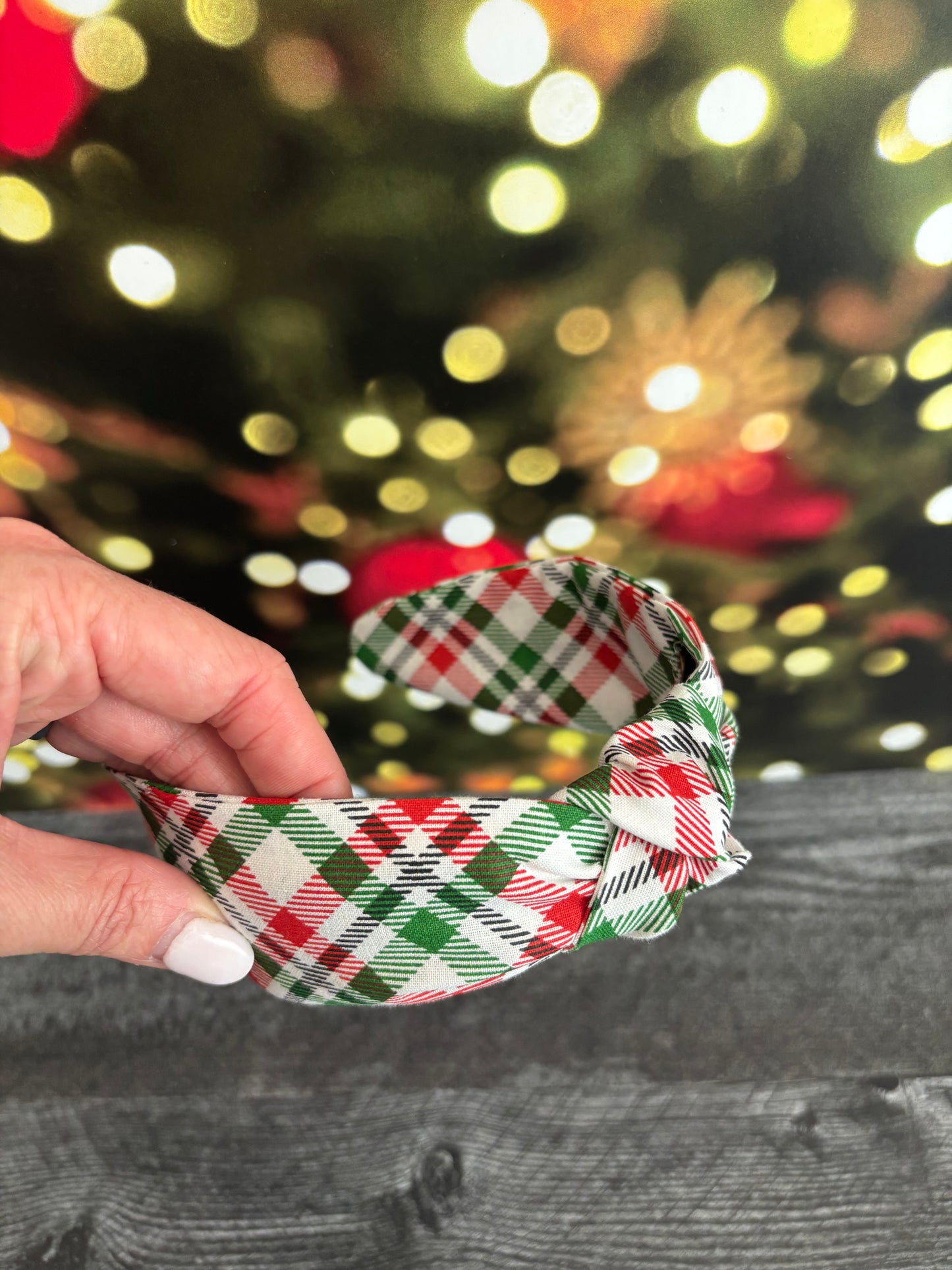 Green and Red Plaid - Knotted Headband