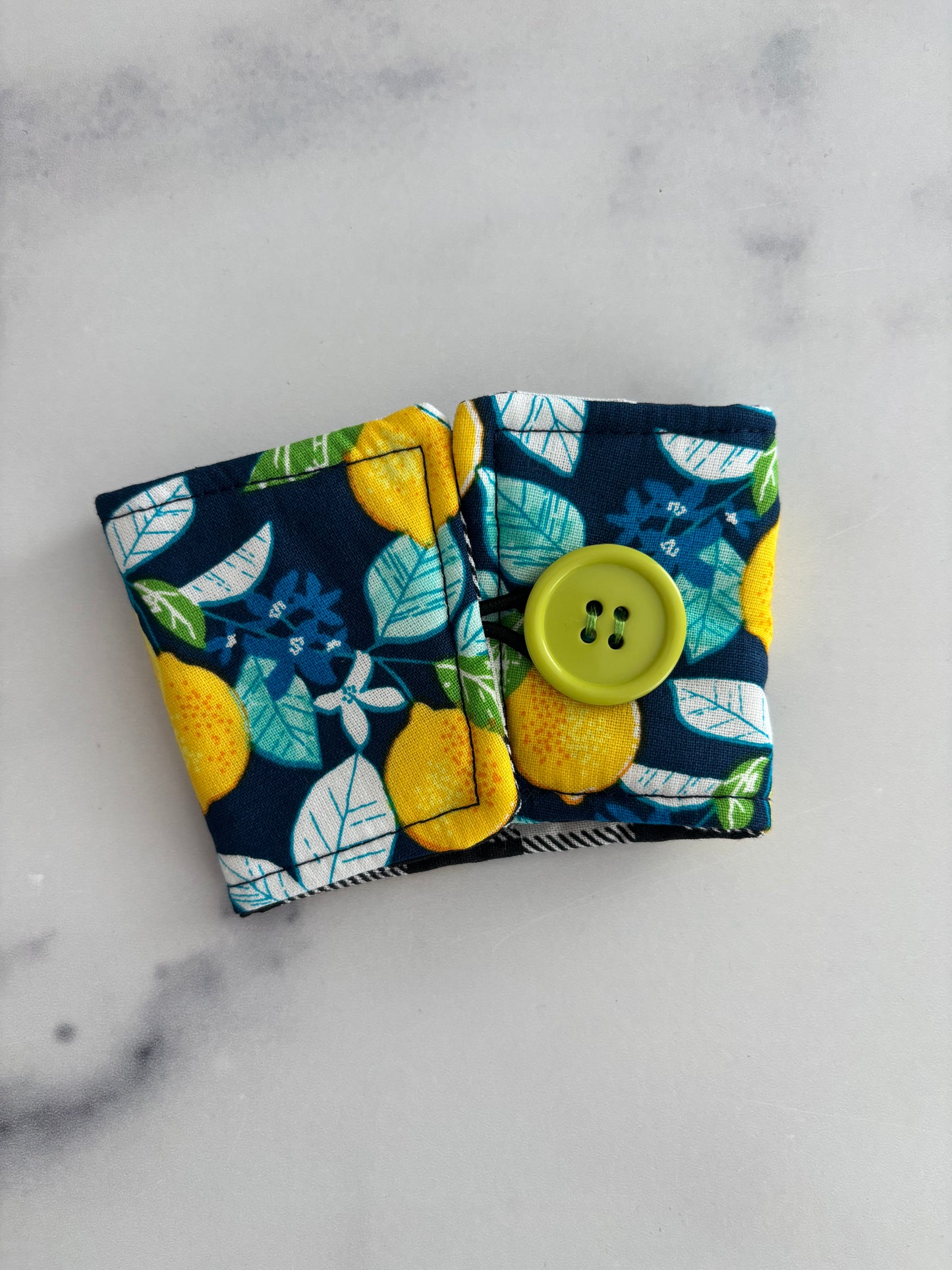 Lemons on Blue - Reusable Coffee Sleeve
