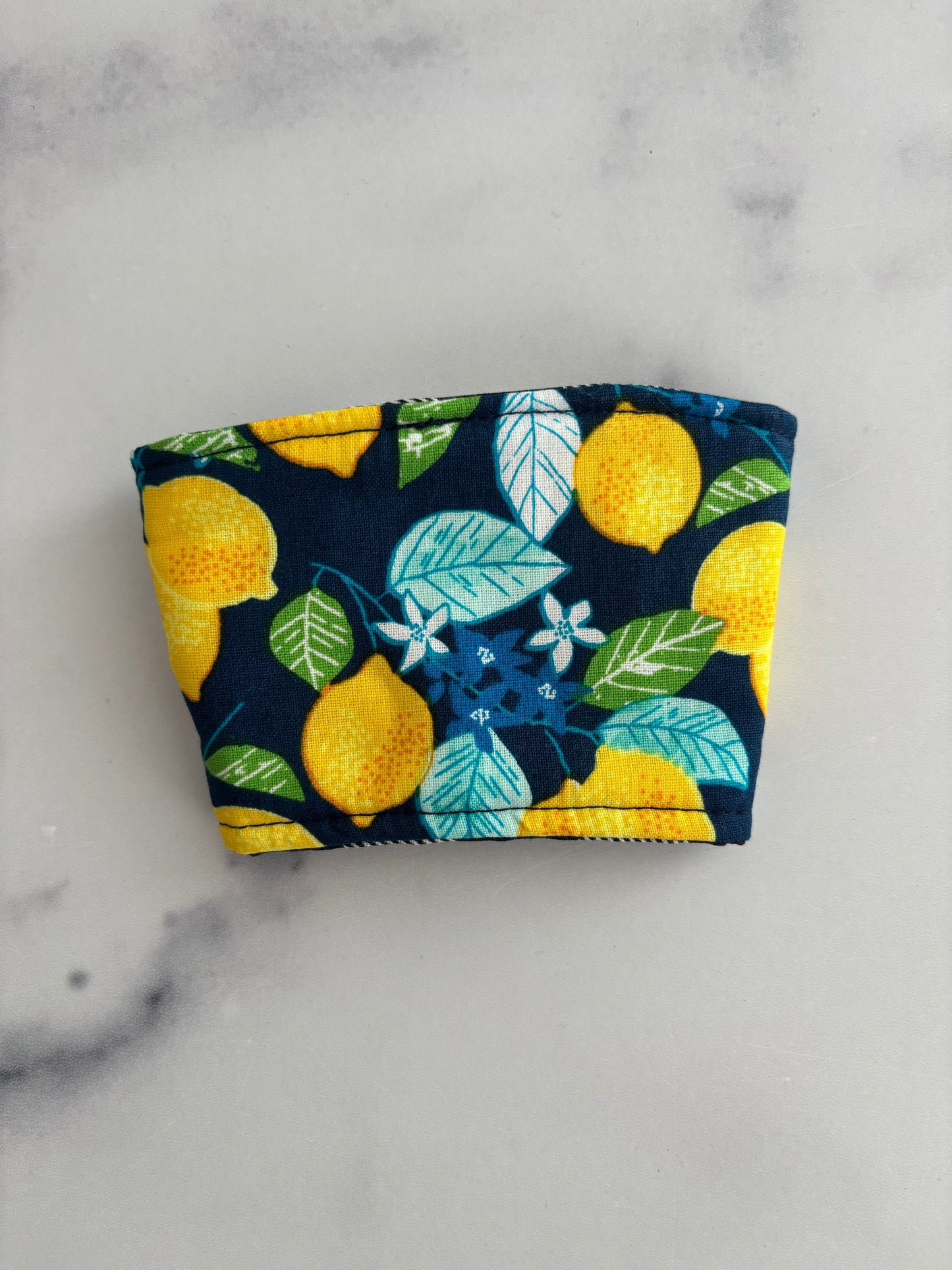 Lemons on Blue - Reusable Coffee Sleeve