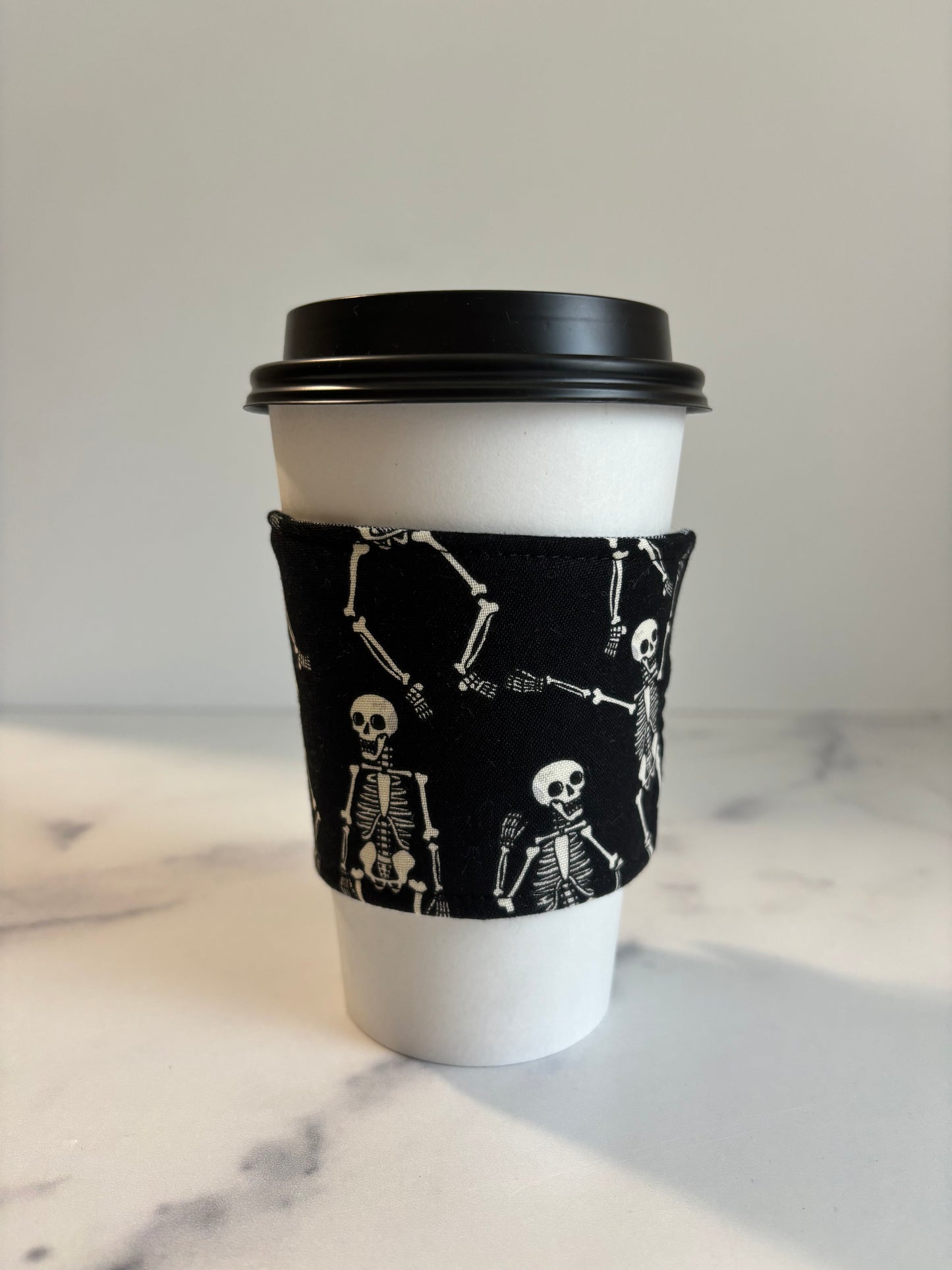 Skeletons on Black - Reusable Coffee Sleeve