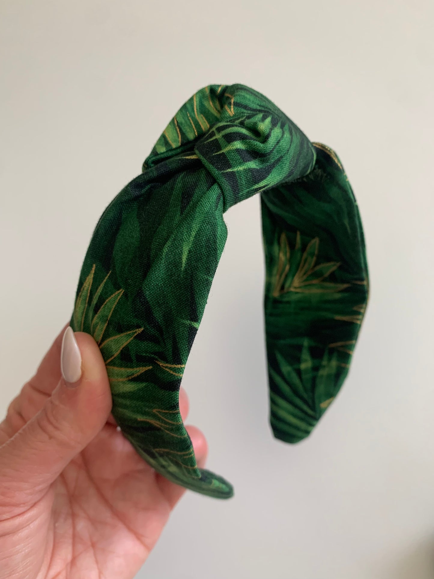 Green and Gold Ferns - Knotted Headband