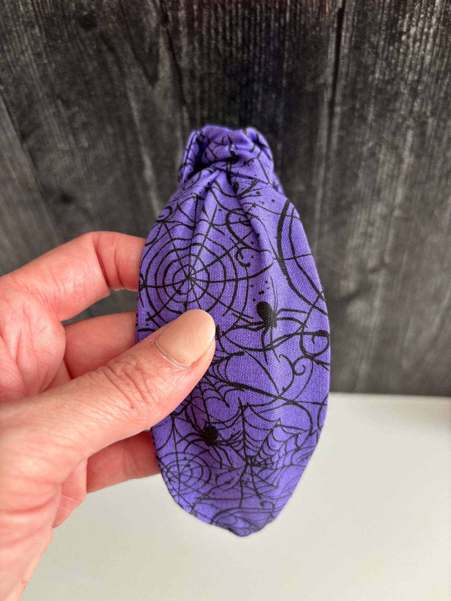 Spiderwebs on Purple  - Knotted Headband