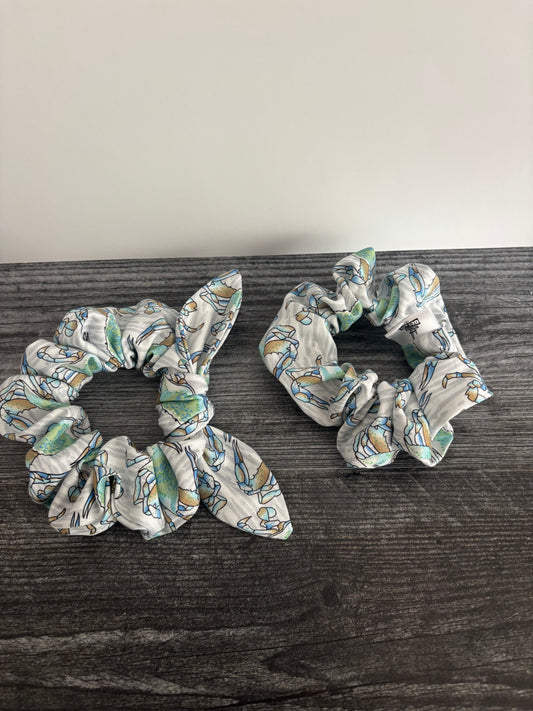 Blue Crabs - Cotton Scrunchie
