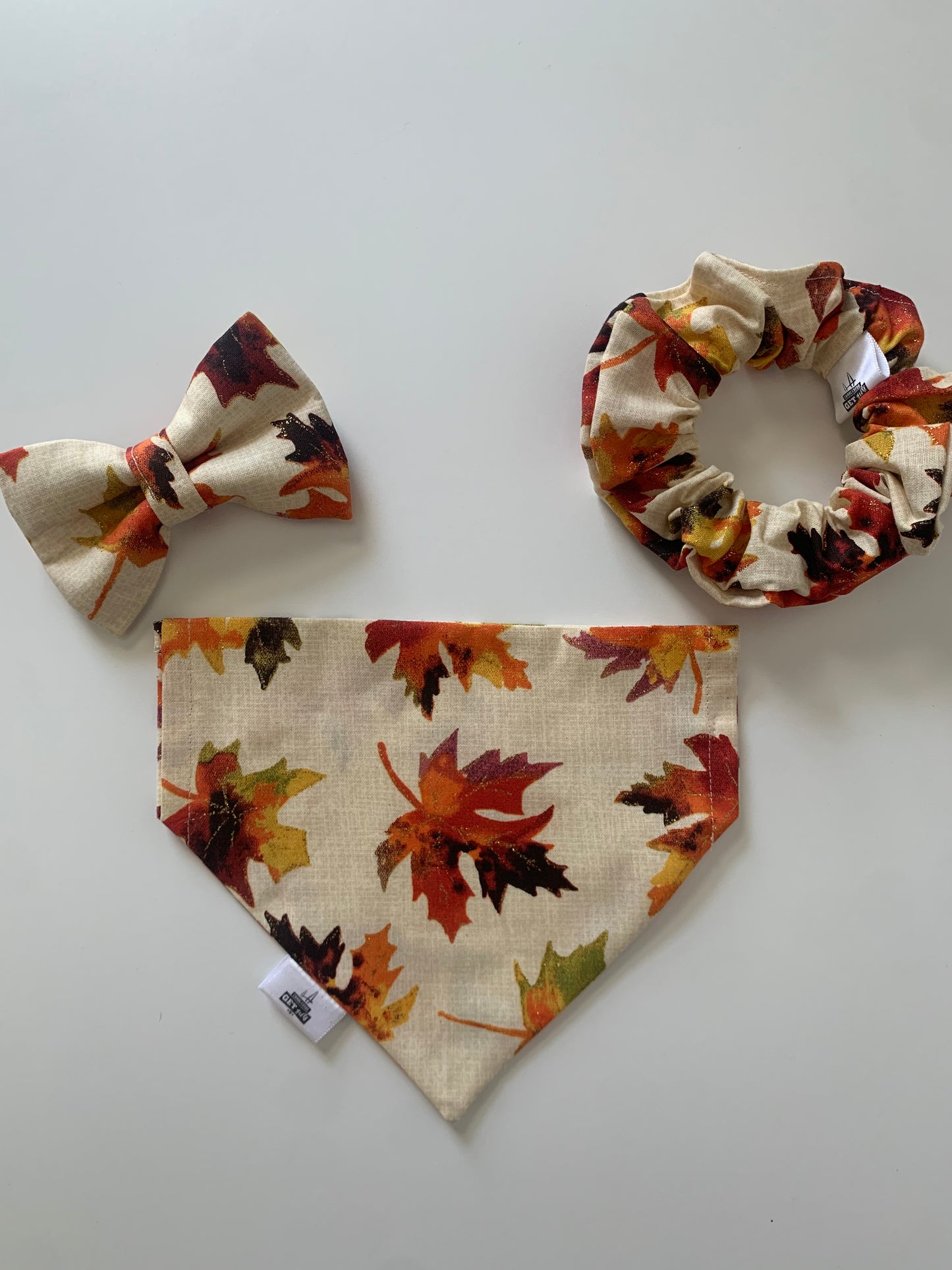 Sparkly Leaves - Cotton Scrunchie
