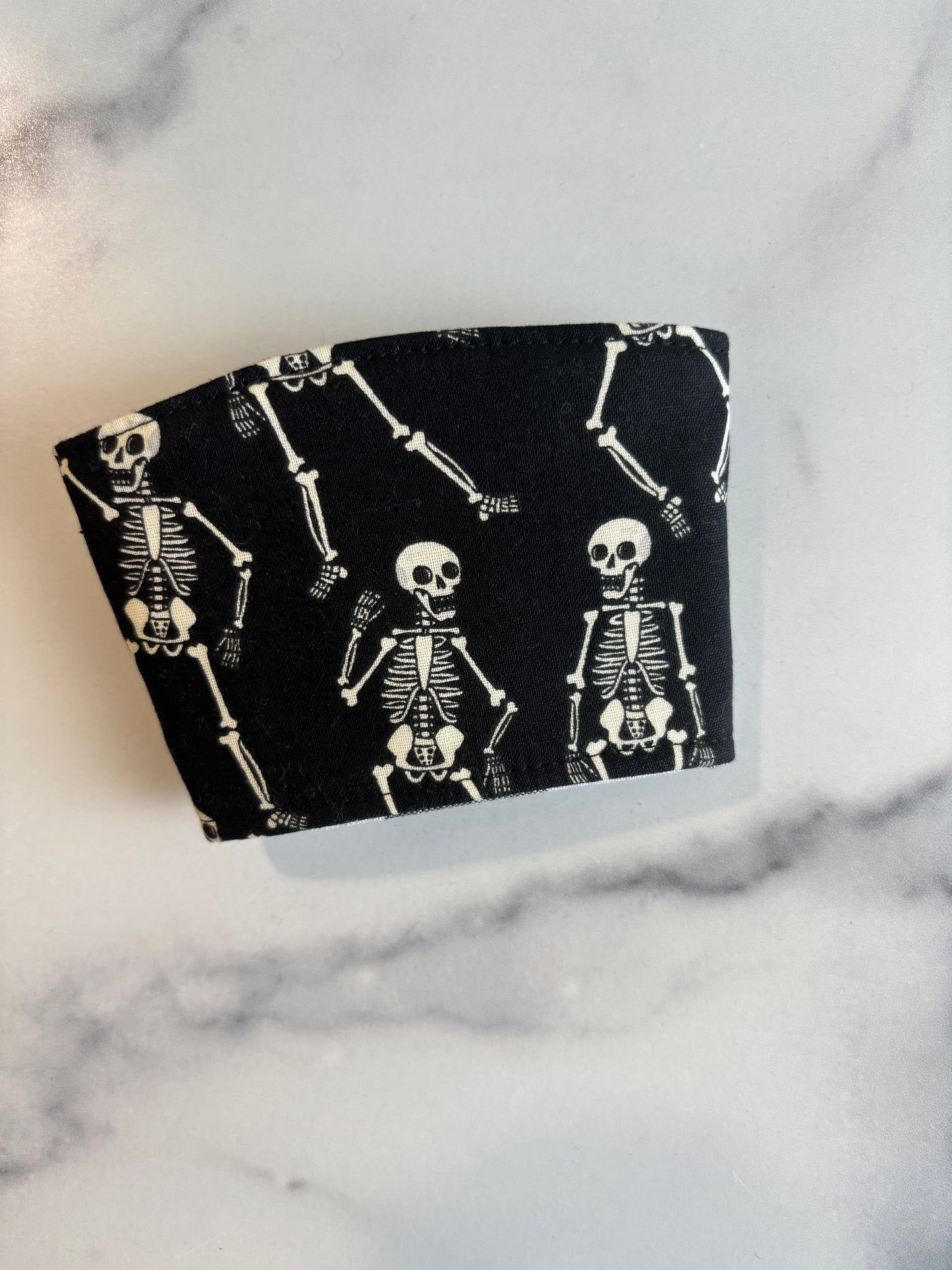 Skeletons on Black - Reusable Coffee Sleeve