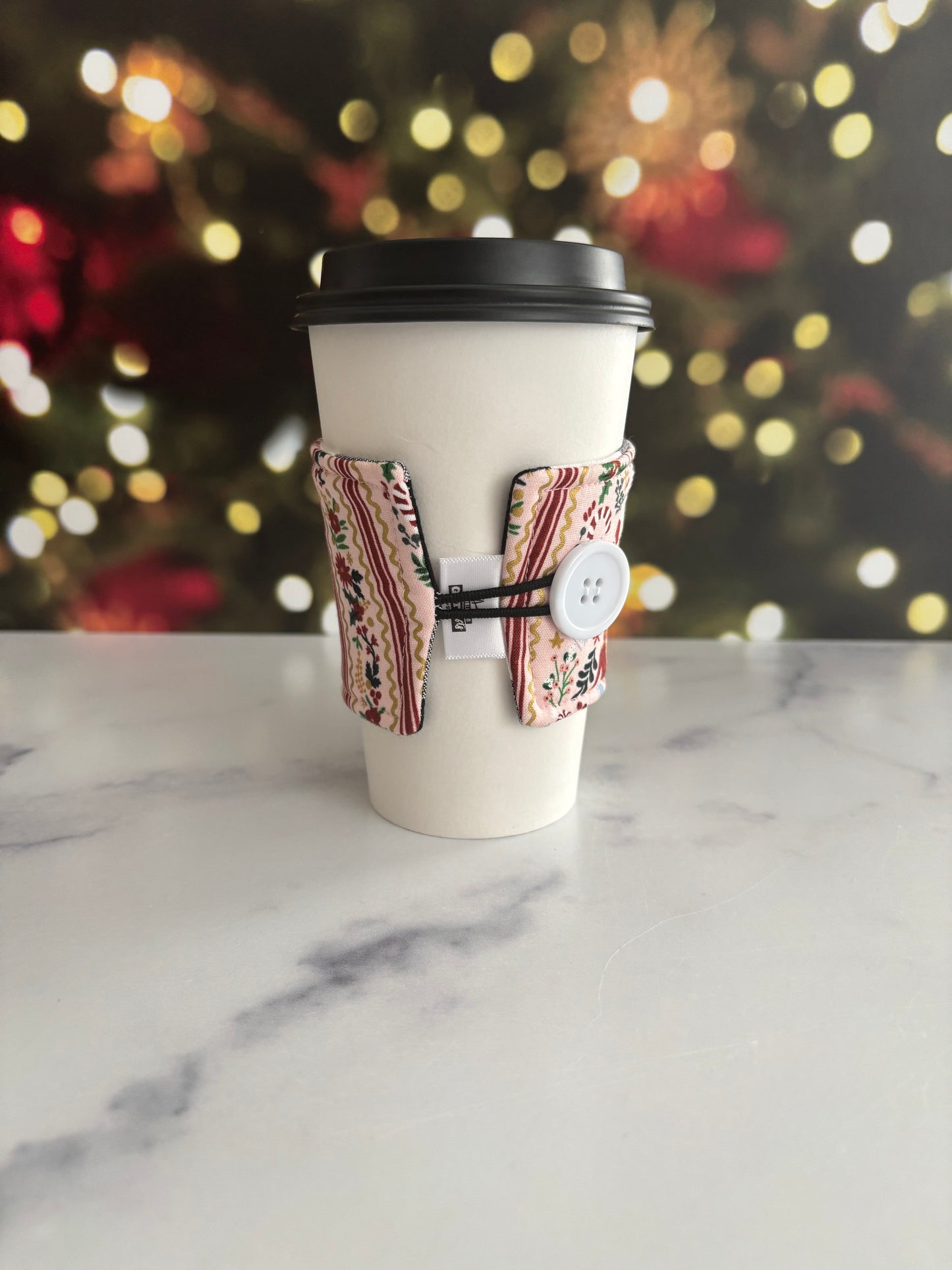 Holly Jolly Nutcracker Blush and Gold - Reusable Coffee Sleeve