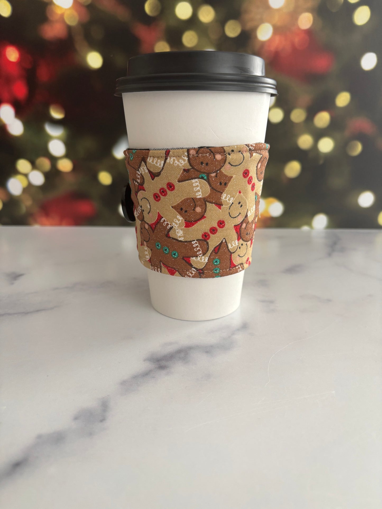 Sparkly Gingerbread People - Reusable Coffee Sleeve