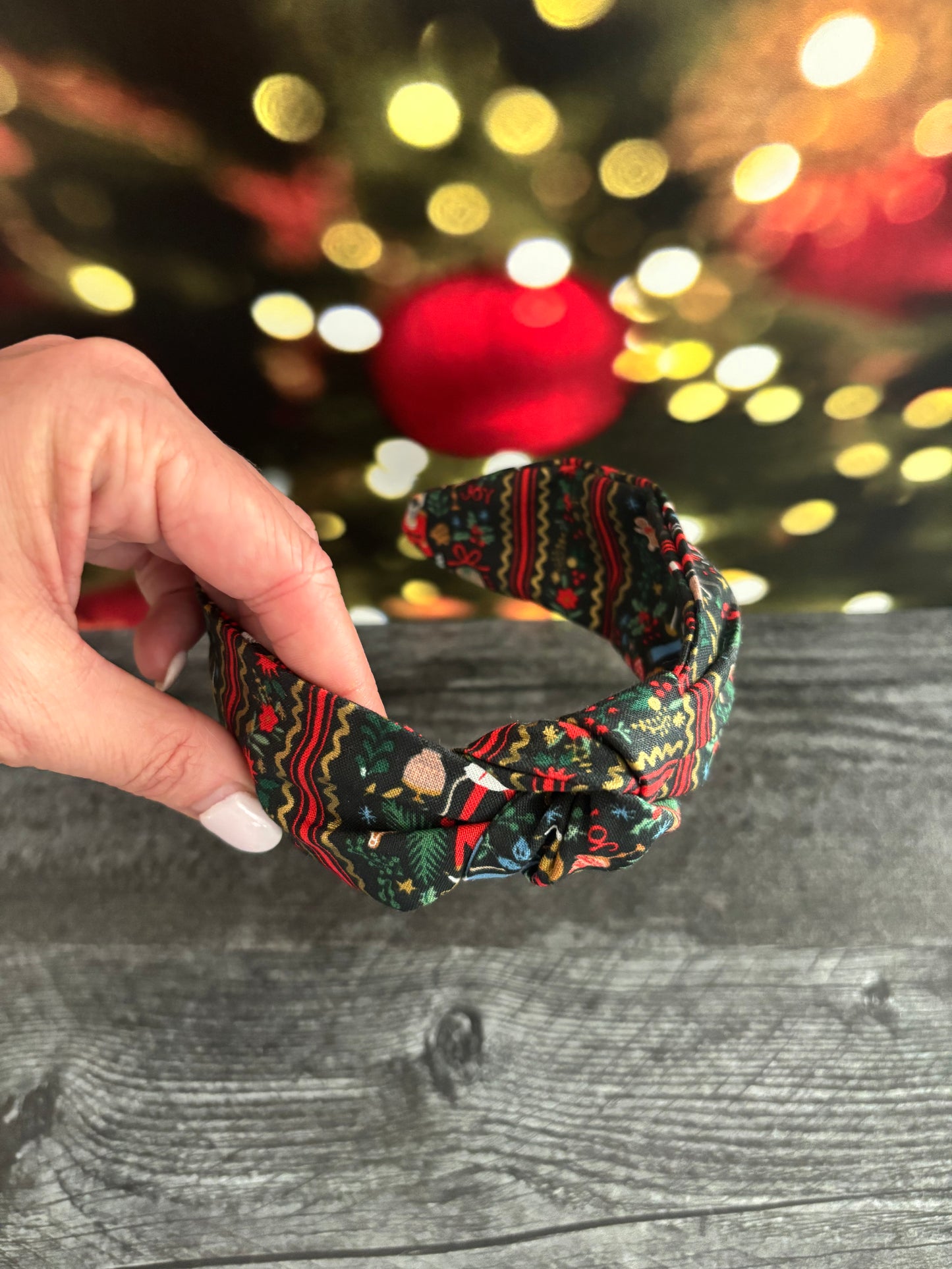 Holly Jolly Nutcracker Evergreen and Gold - Knotted Headband