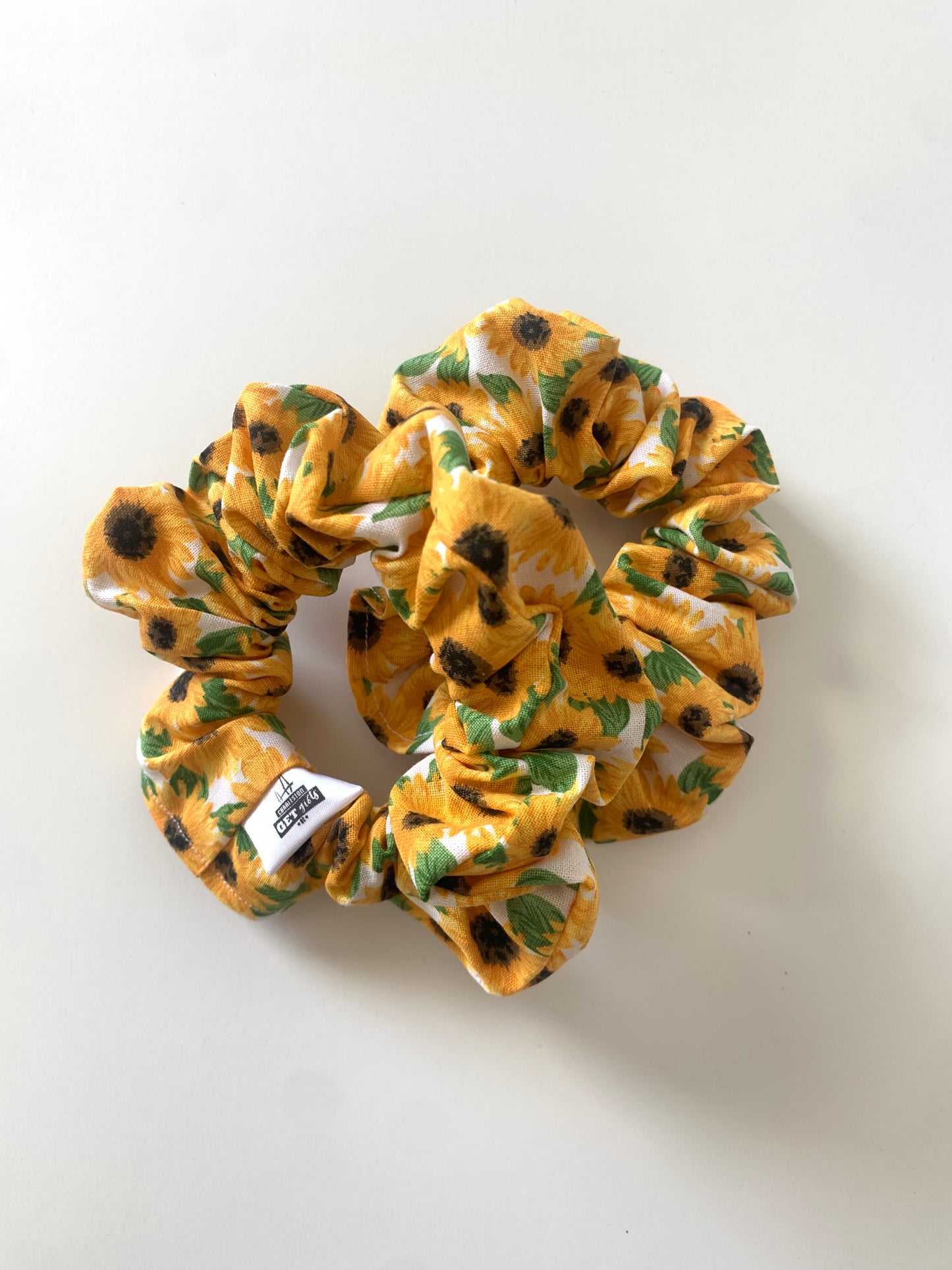 Sunflowers on White - Cotton Scrunchie