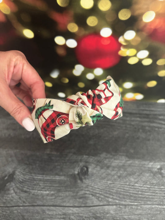 Buffalo Trucks on Cream - Knotted Headband