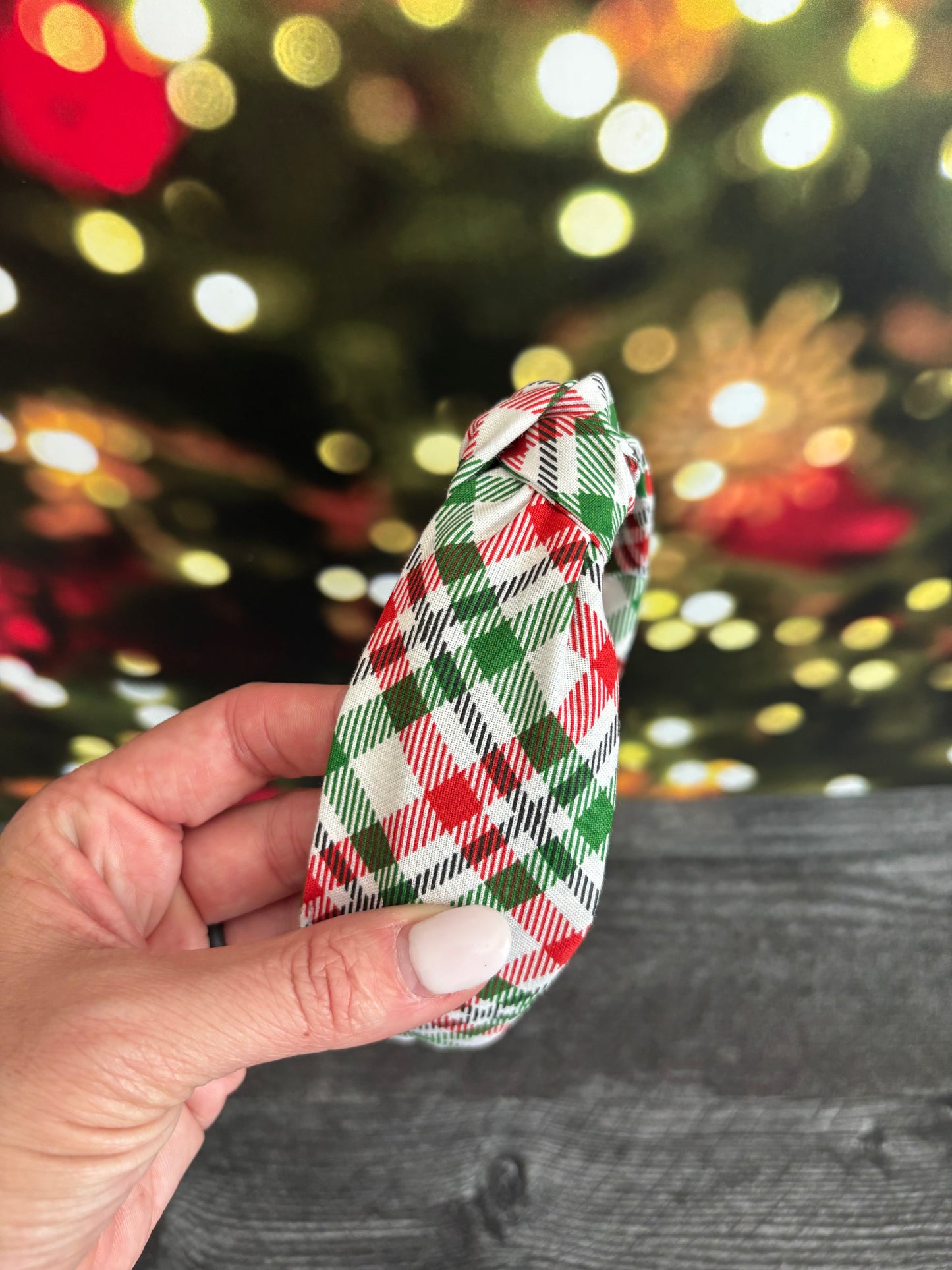 Green and Red Plaid - Knotted Headband