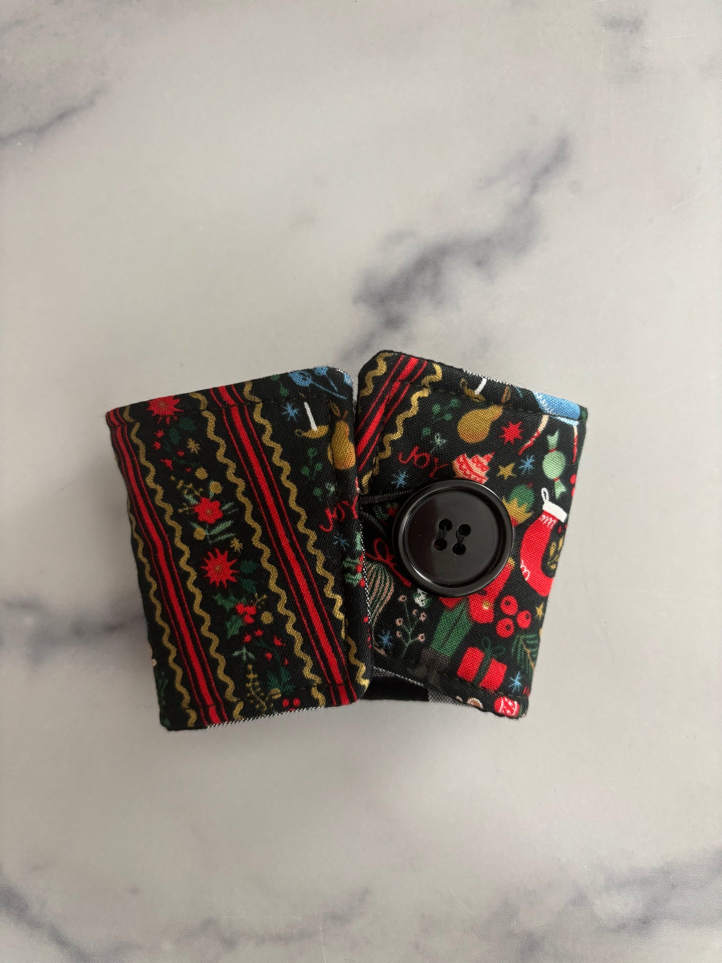 Holly Jolly Nutcracker Evergreen and Gold - Reusable Coffee Sleeve