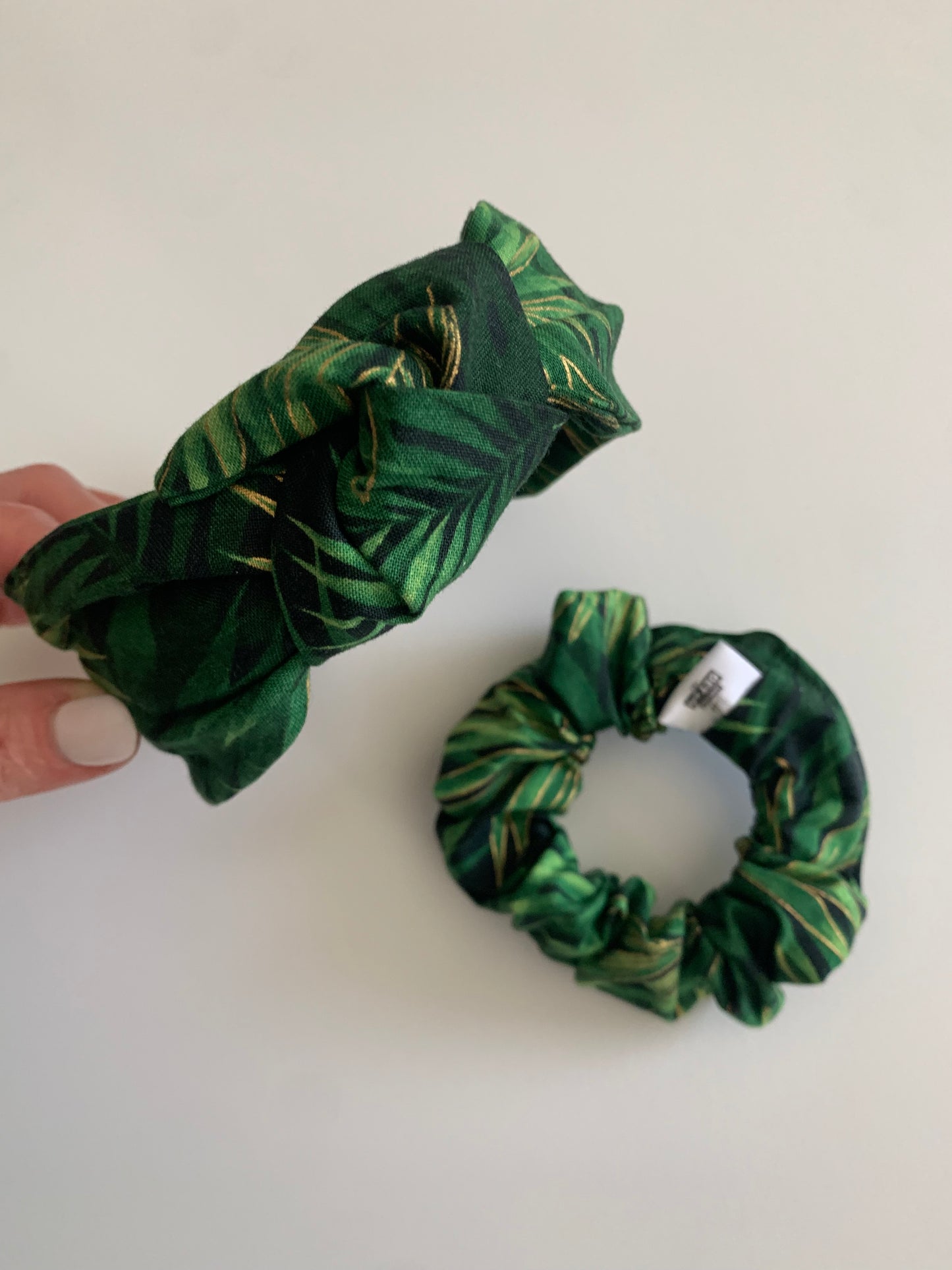 Green and Gold Ferns - Knotted Headband