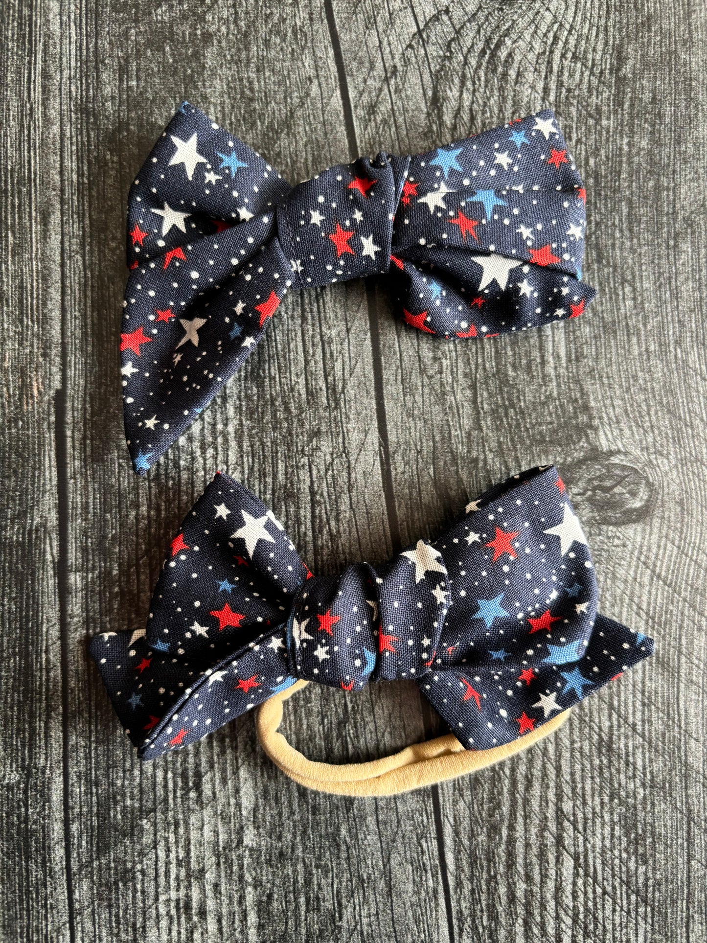 Patriotic Stars on Navy - Hair Bows