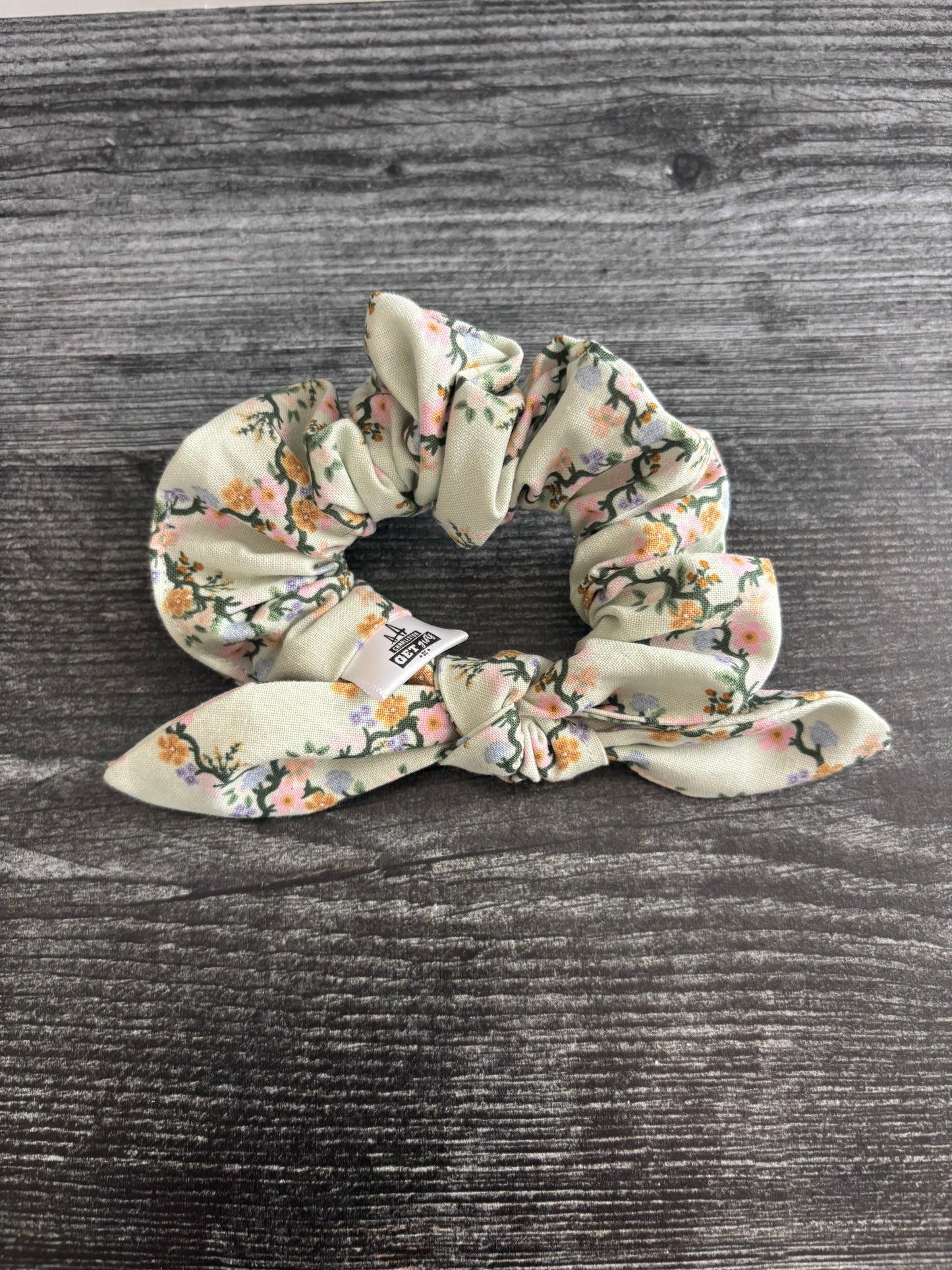 Floral Trellis Green - Cotton Scrunchie