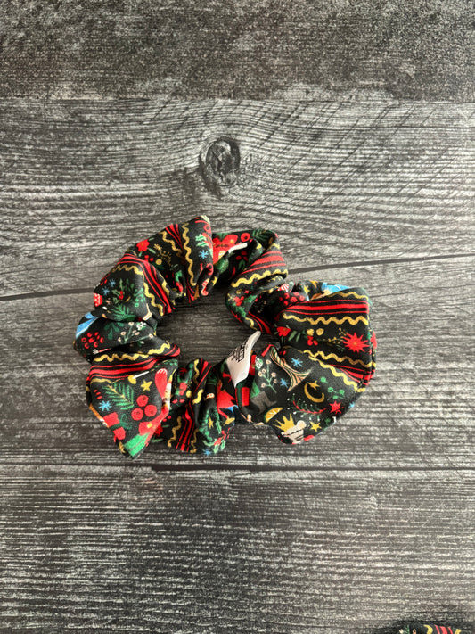 Holly Jolly Nutcracker Evergreen and Gold - Cotton Scrunchie