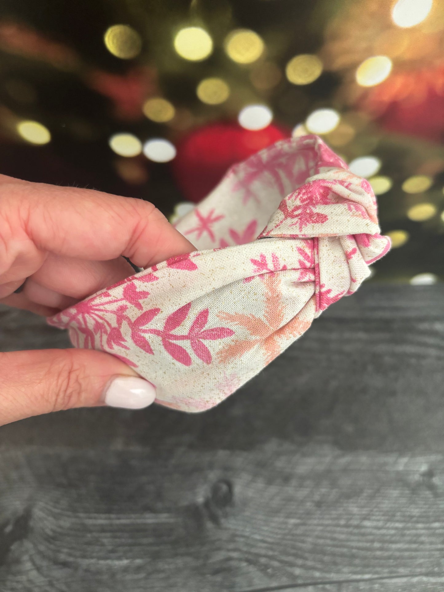 Sparkly Pink Snowflakes - Knotted Headband