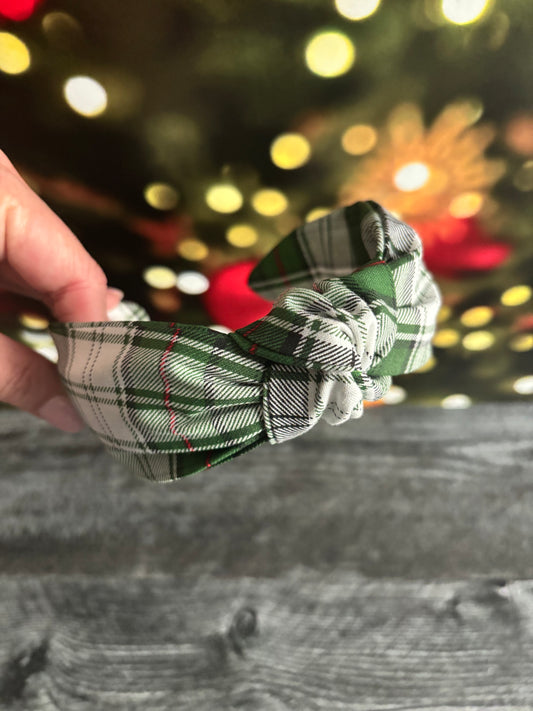 Green Plaid - Knotted Headband