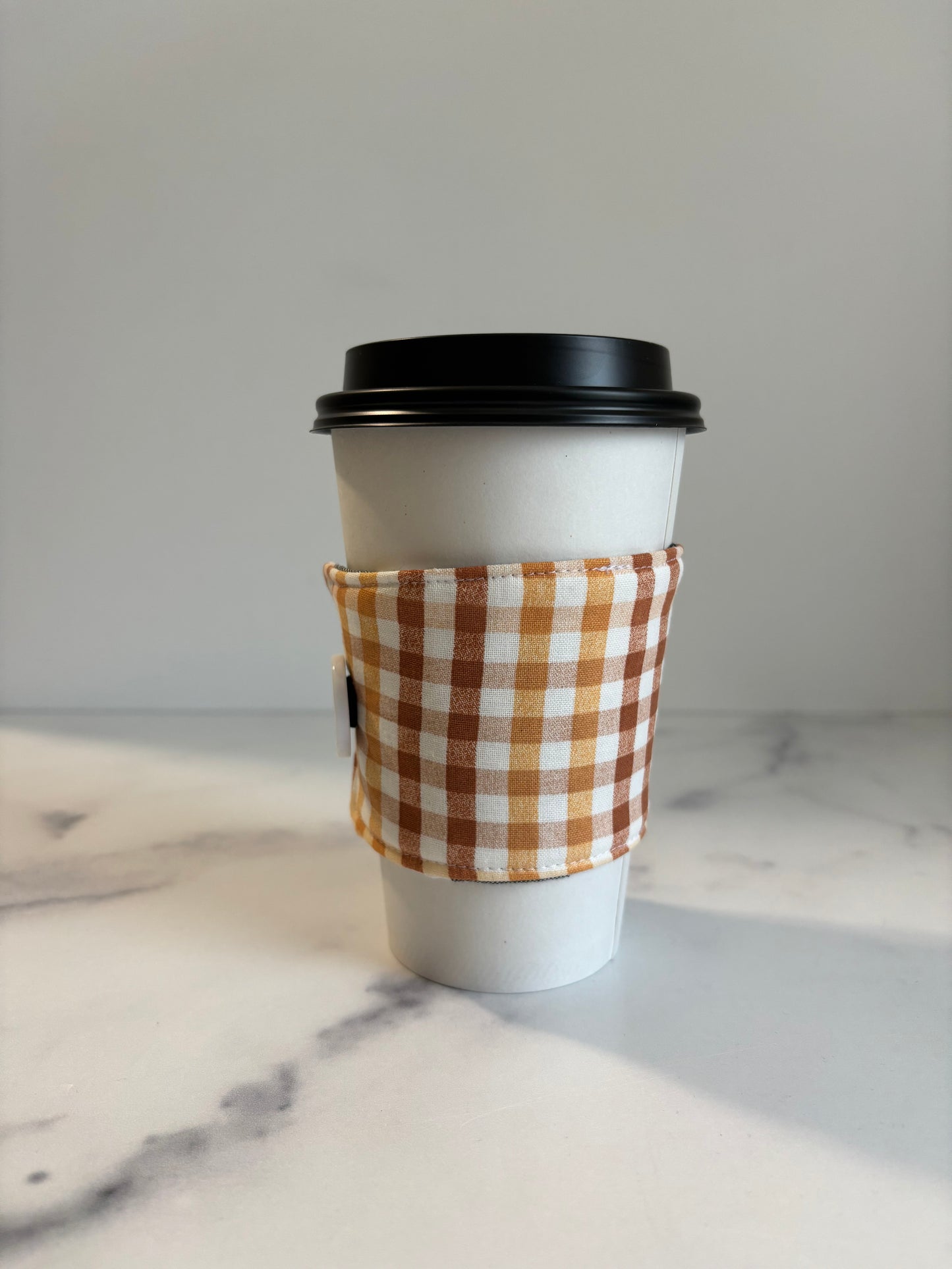 Autumn Gingham  - Reusable Coffee Sleeve