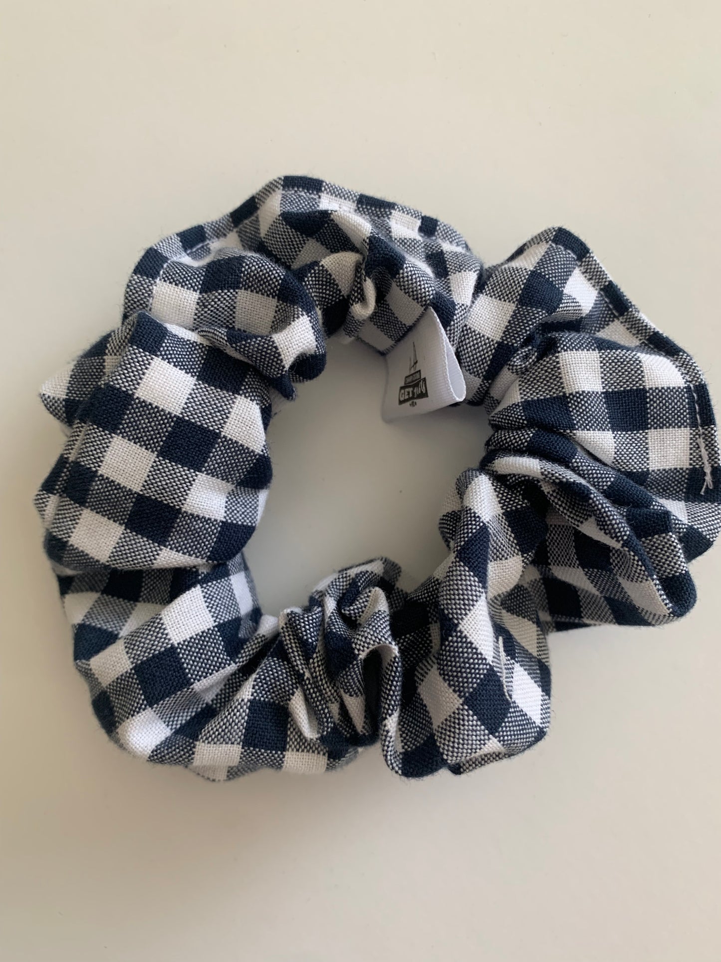 Navy Gingham - Cotton Scrunchie