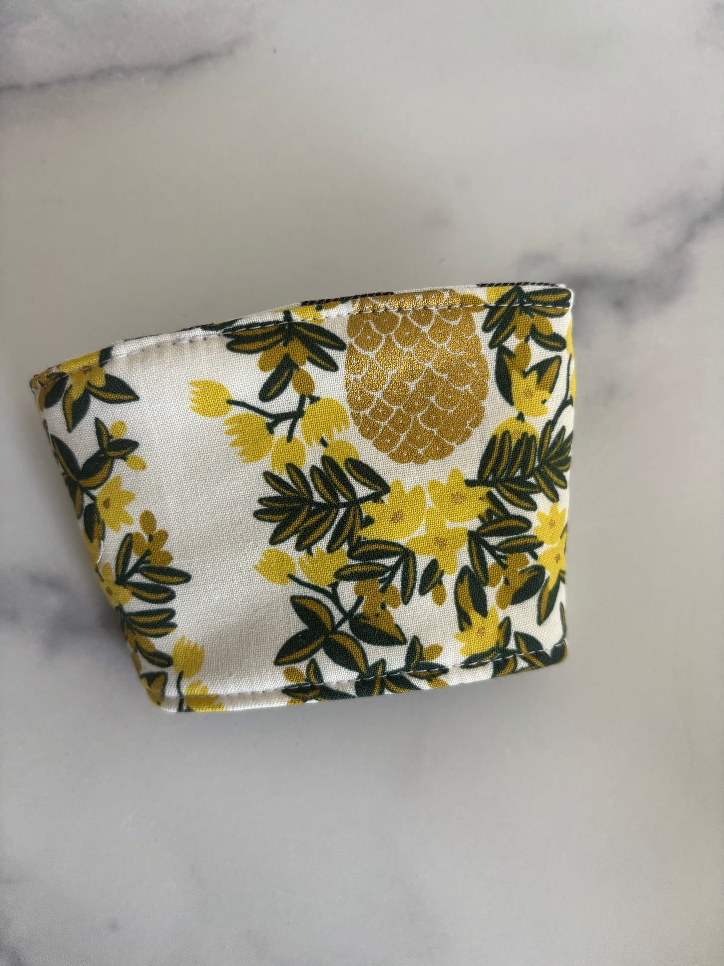 Sparkly Gold Pineapples - Reusable Coffee Sleeve