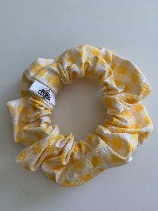 Yellow Gingham - Cotton Scrunchie