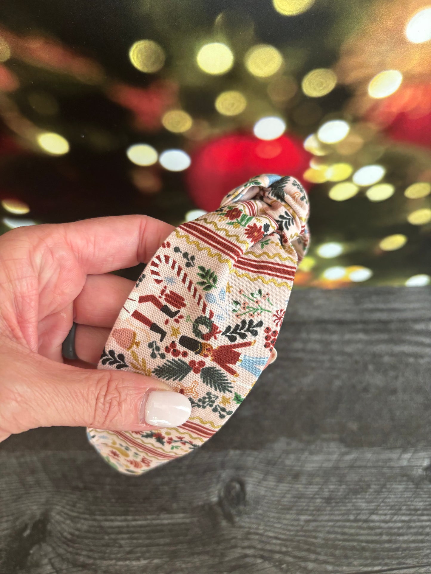 Holly Jolly Nutcracker Blush and Gold - Knotted Headband