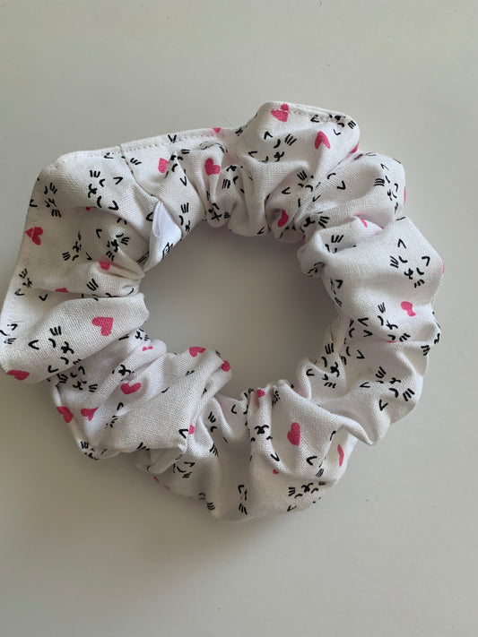 Cats and Hearts - Cotton Scrunchie