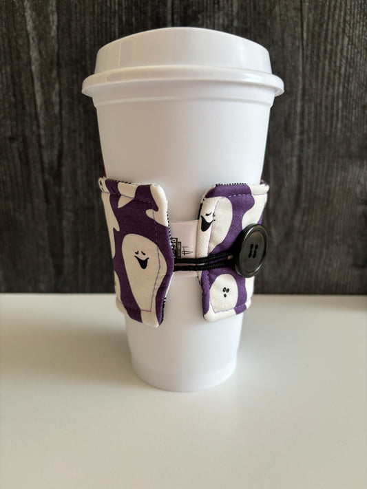 Ghosts on Purple - Reusable Coffee Sleeve