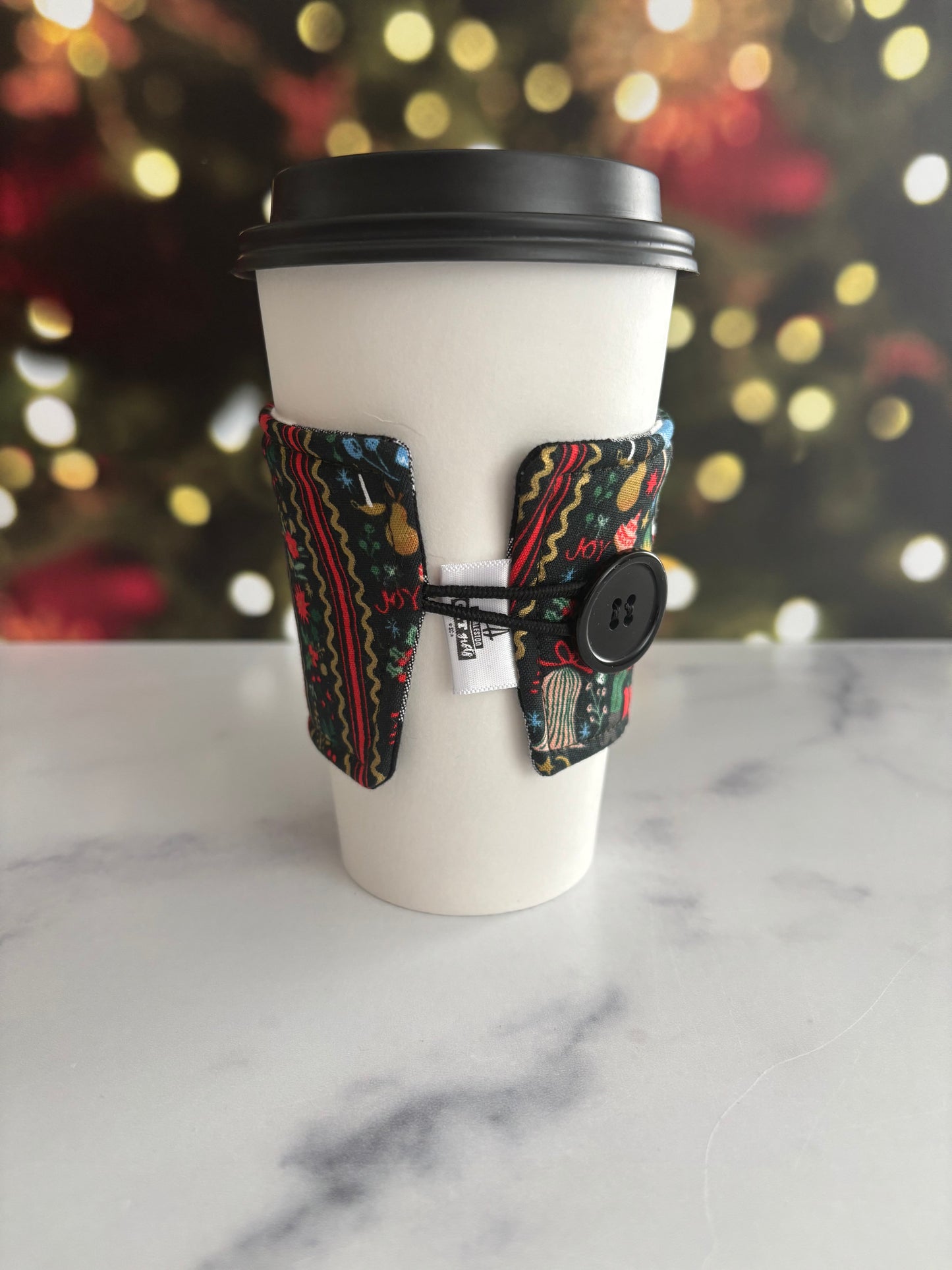 Holly Jolly Nutcracker Evergreen and Gold - Reusable Coffee Sleeve