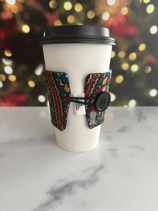 Holly Jolly Nutcracker Evergreen and Gold - Reusable Coffee Sleeve