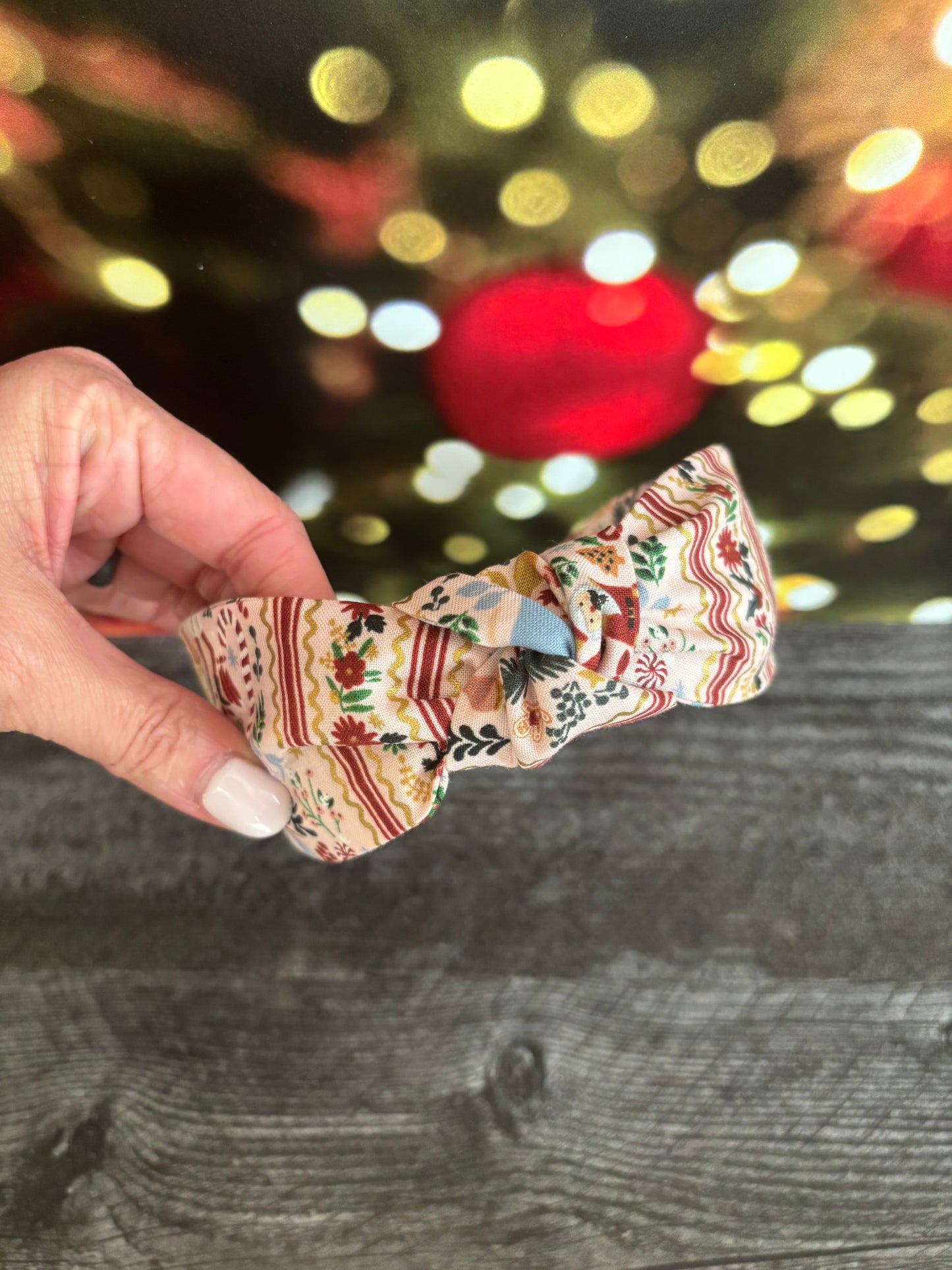 Holly Jolly Nutcracker Blush and Gold - Knotted Headband