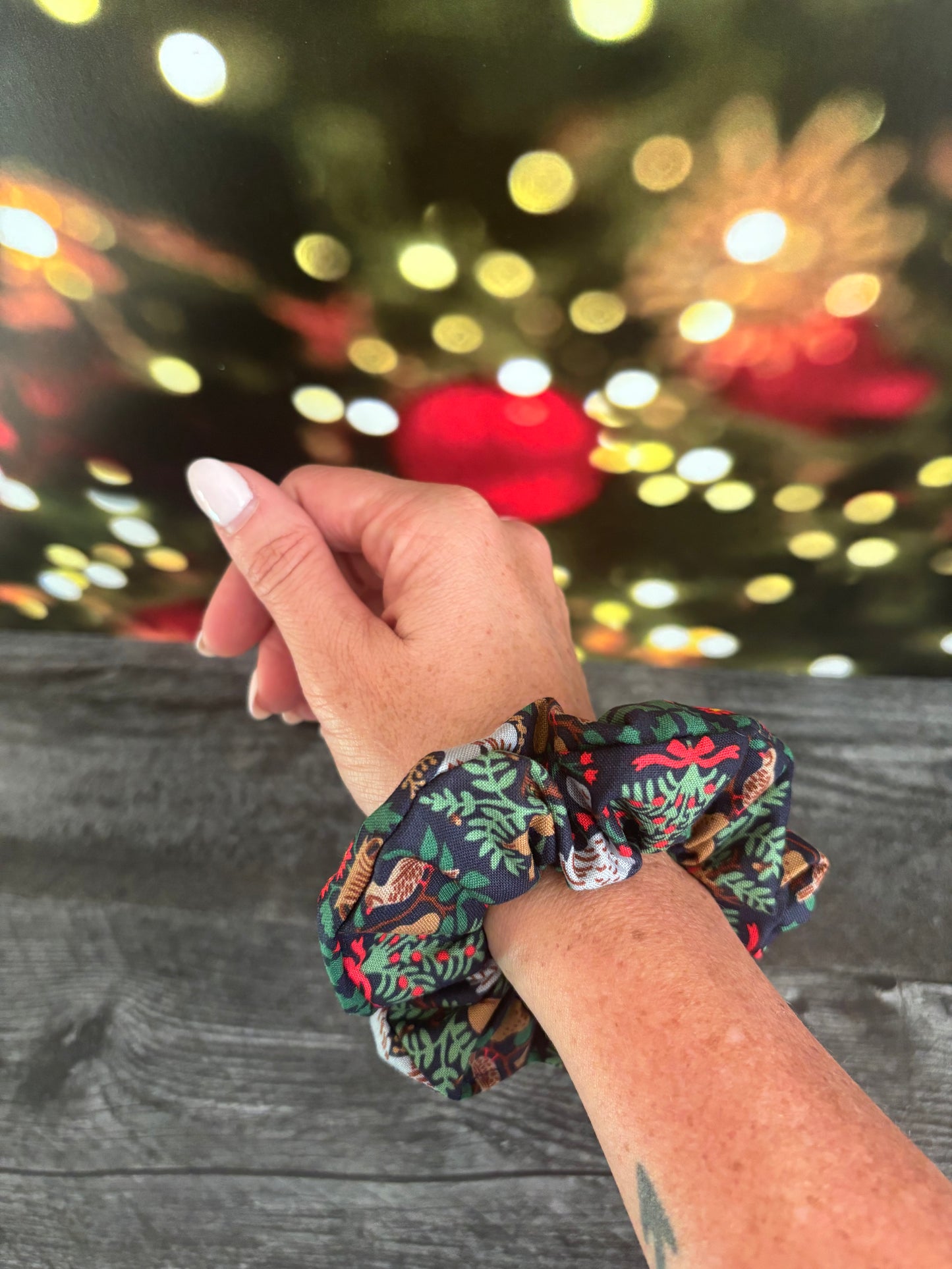 Christmastide Navy - Cotton Scrunchie