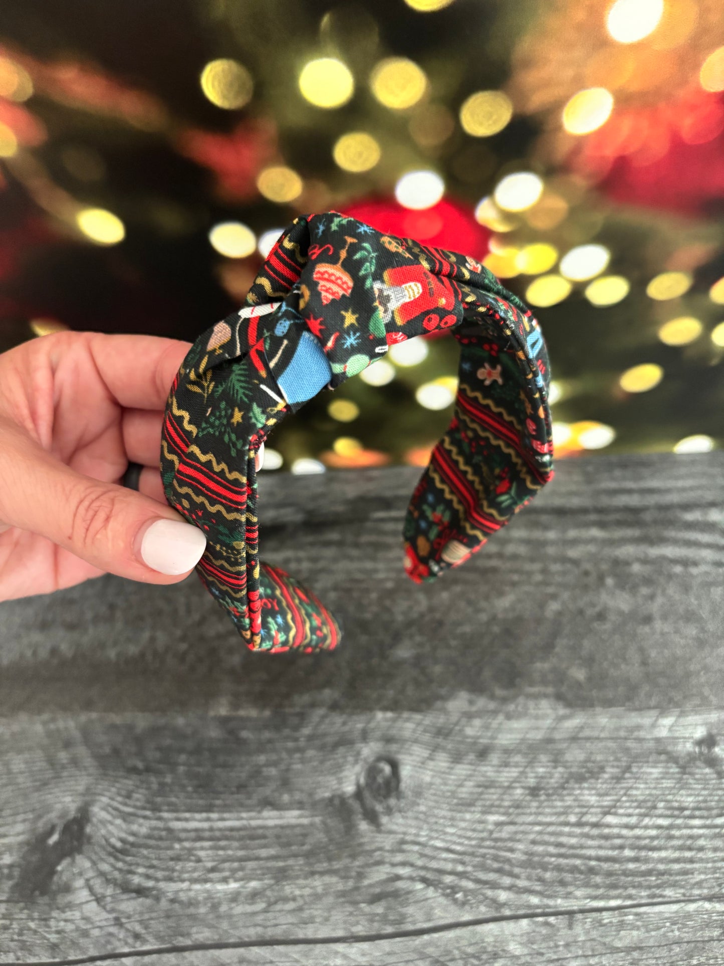 Holly Jolly Nutcracker Evergreen and Gold - Knotted Headband