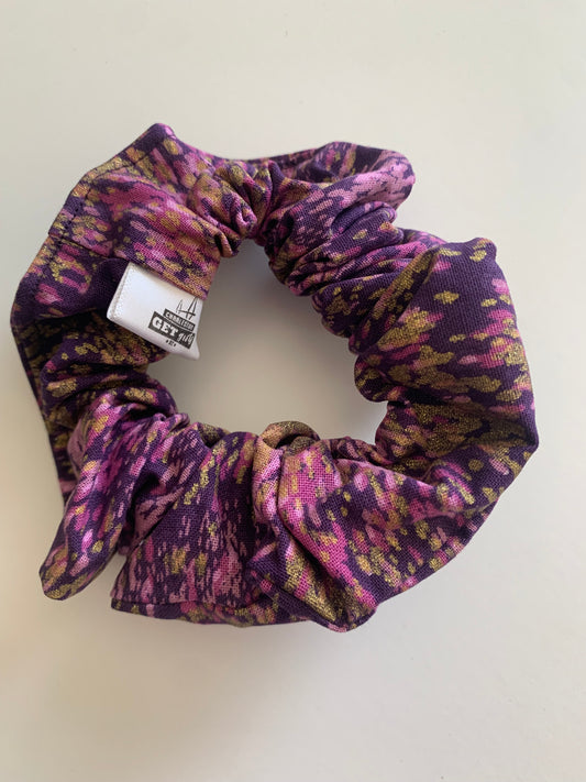 Sparkling Gold and Purple - Cotton Scrunchie