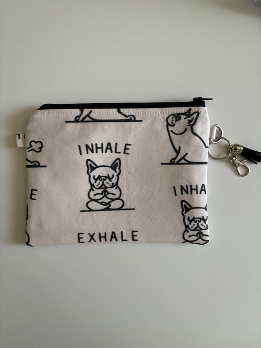 Inhale Exhale Frenchie -  Zippered Pouch (Medium Sized)