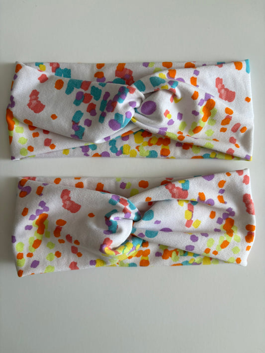 Confetti on White - Twisted Knit Headbands