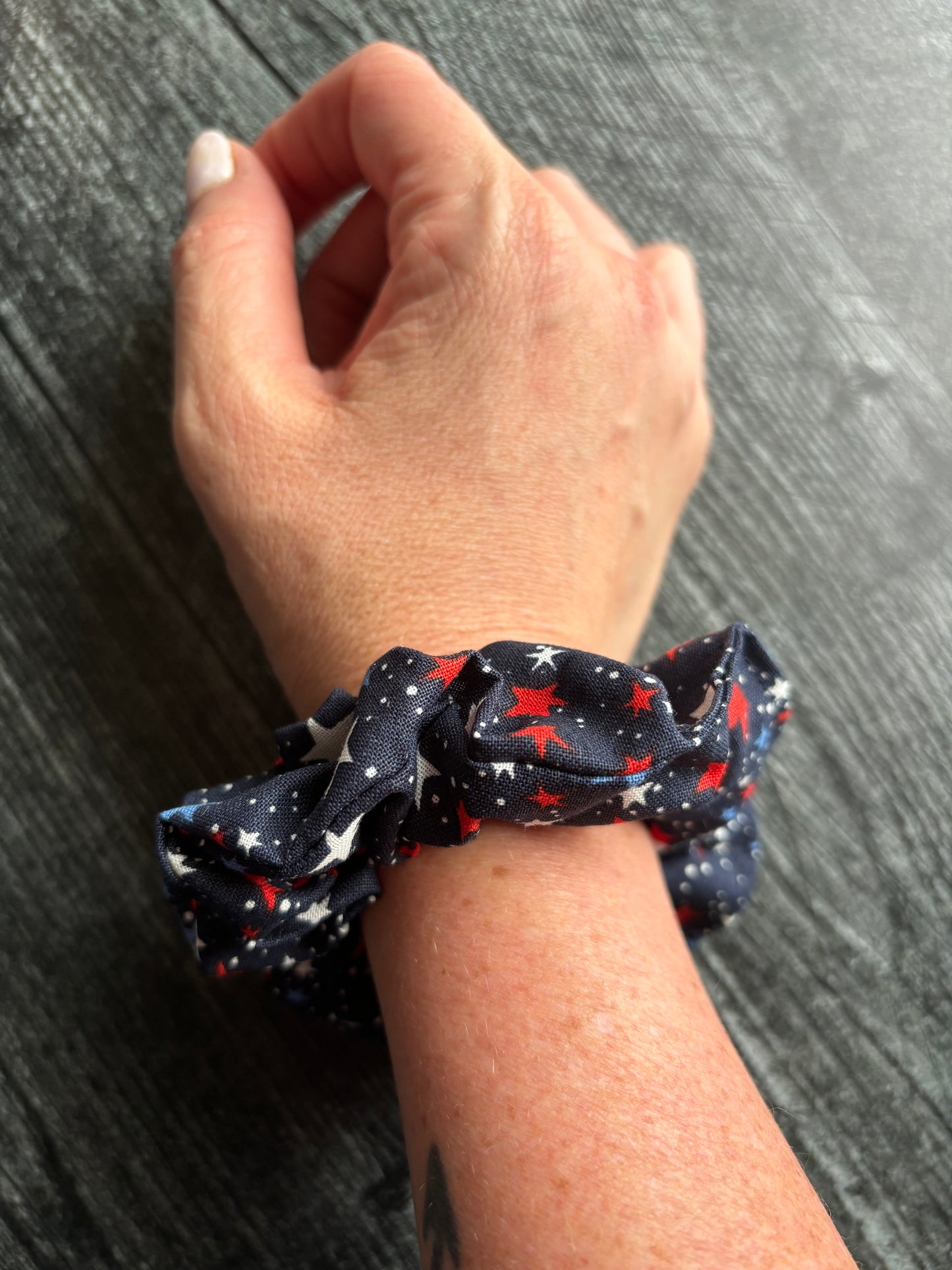 Patriotic Stars on Navy - Cotton Scrunchie