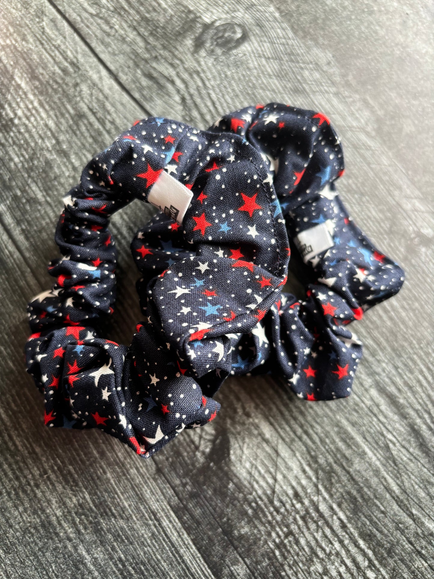 Patriotic Stars on Navy - Cotton Scrunchie