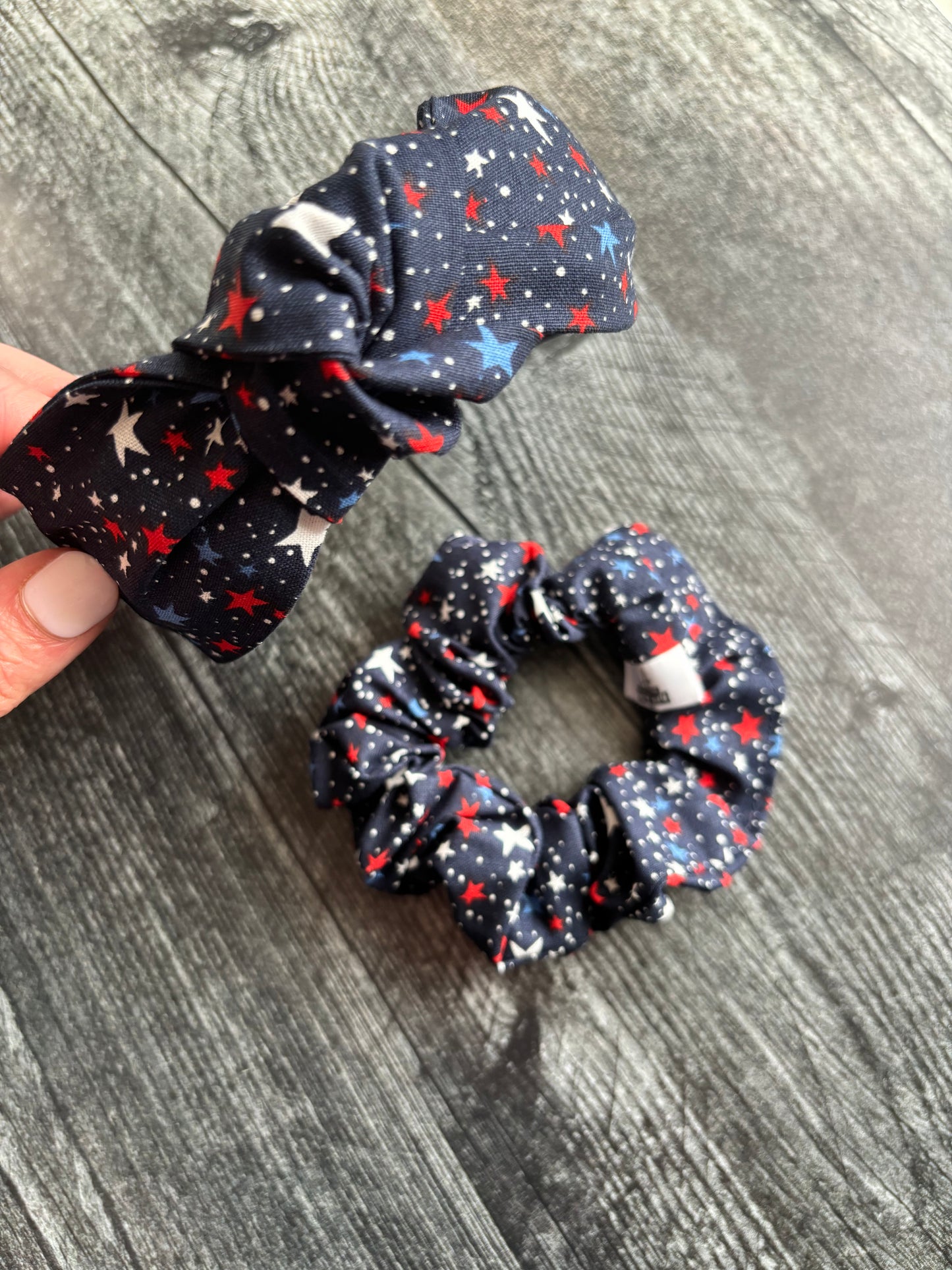 Patriotic Stars on Navy - Cotton Scrunchie