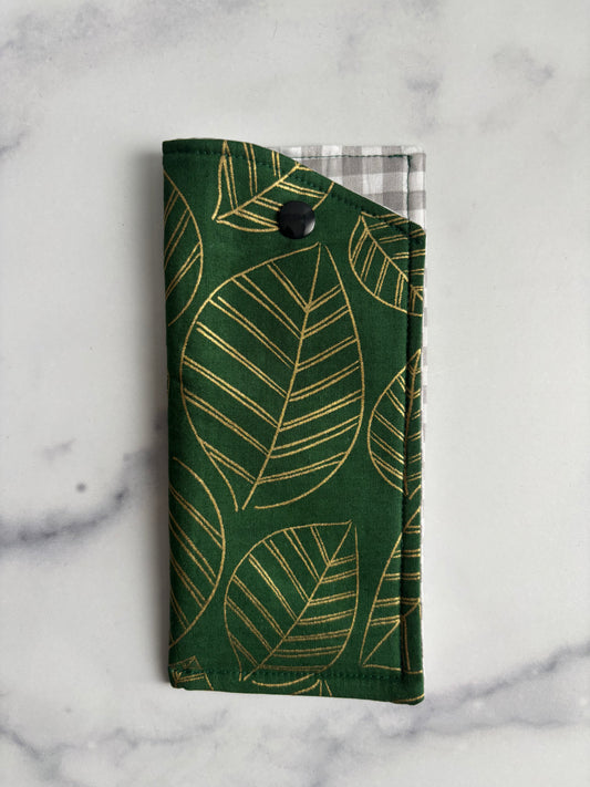 Sparkly Green Leaves - Glasses Case