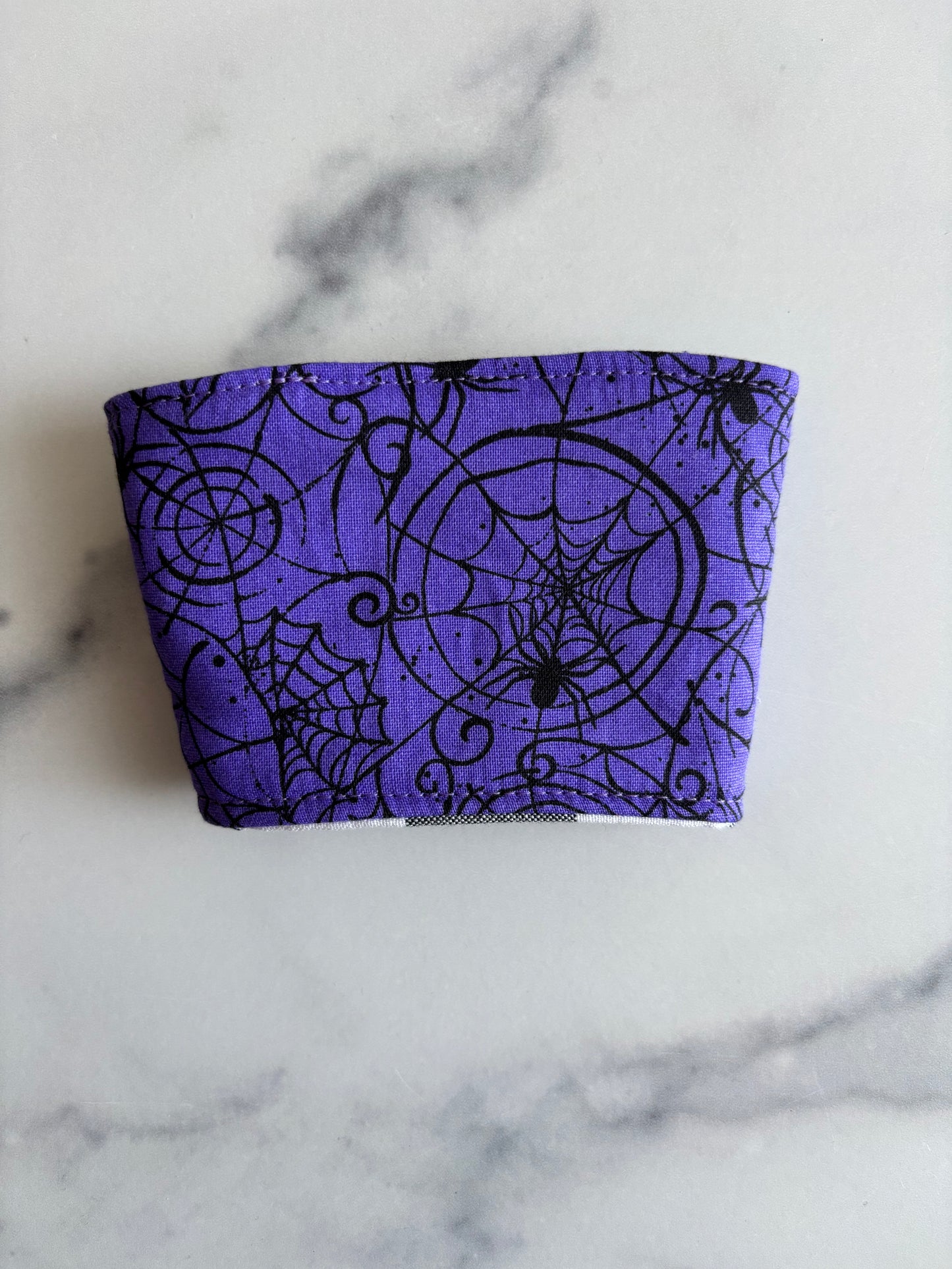 Spiderwebs on Purple - Reusable Coffee Sleeve