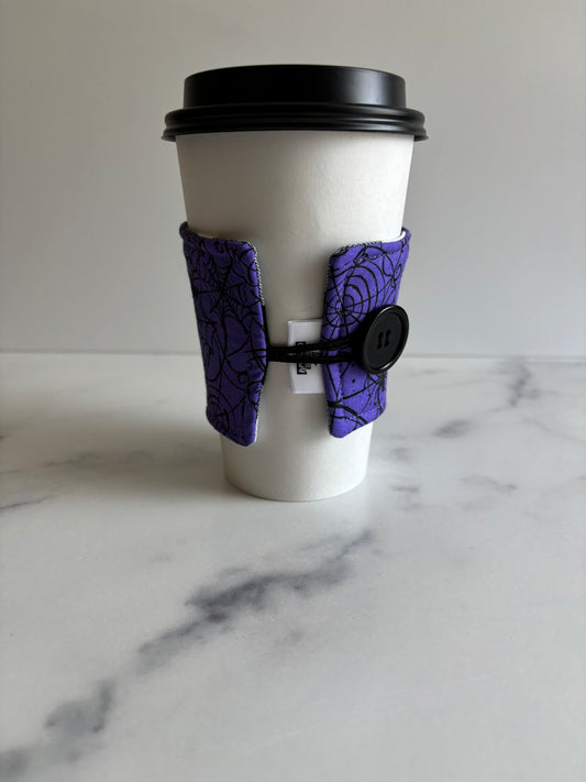 Spiderwebs on Purple - Reusable Coffee Sleeve