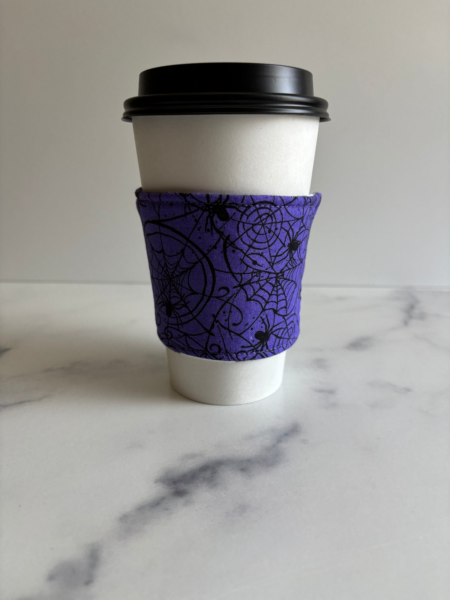Spiderwebs on Purple - Reusable Coffee Sleeve