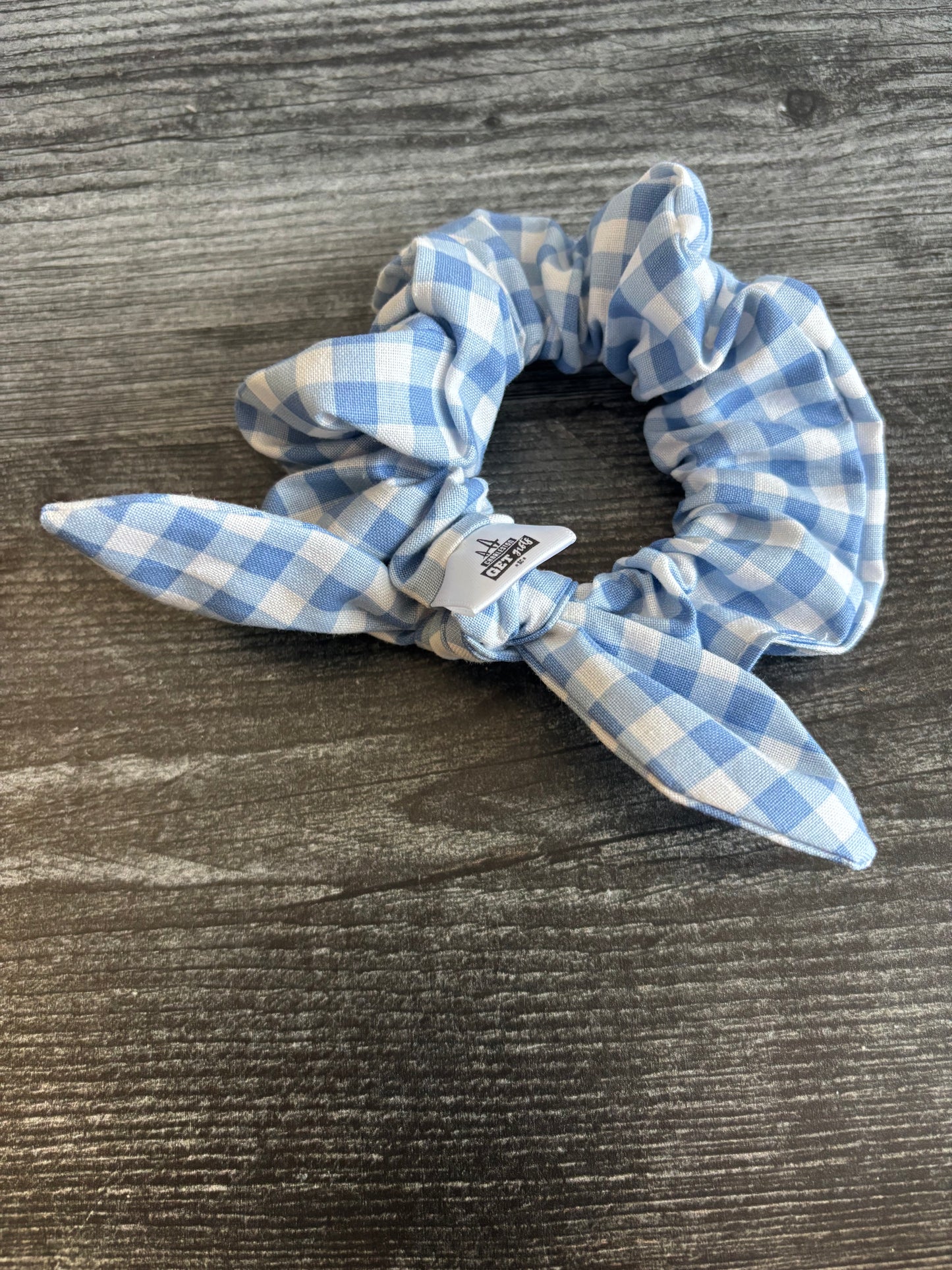 Baby Blue Gingham - Cotton Scrunchie