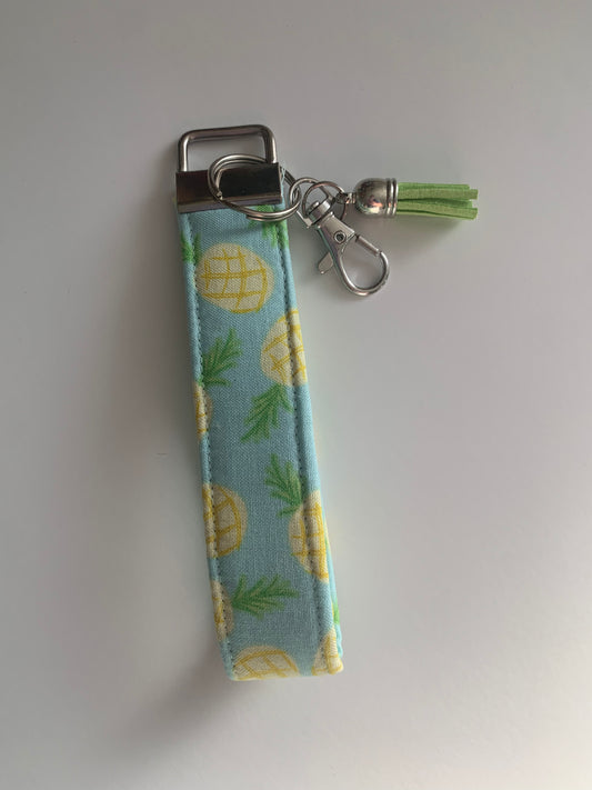 Pineapples on Baby Blue - Keychain