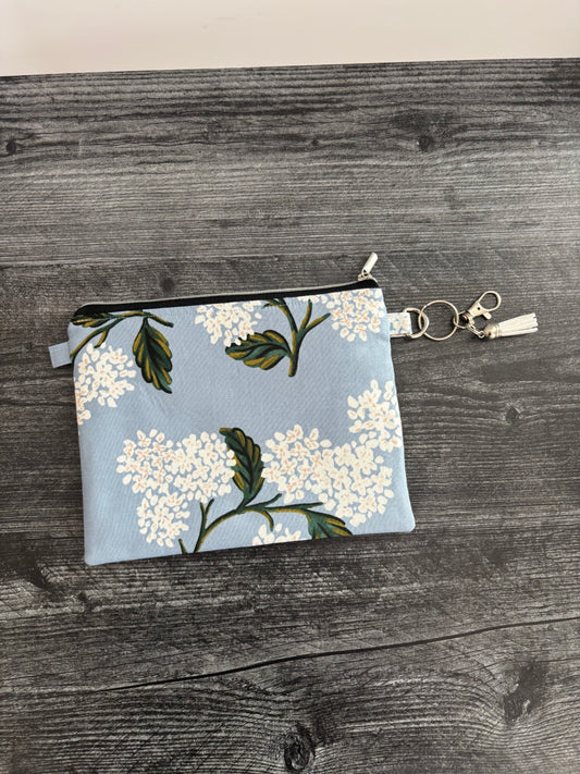 Hydrangeas on Blue - Zippered Pouch (Medium Sized)
