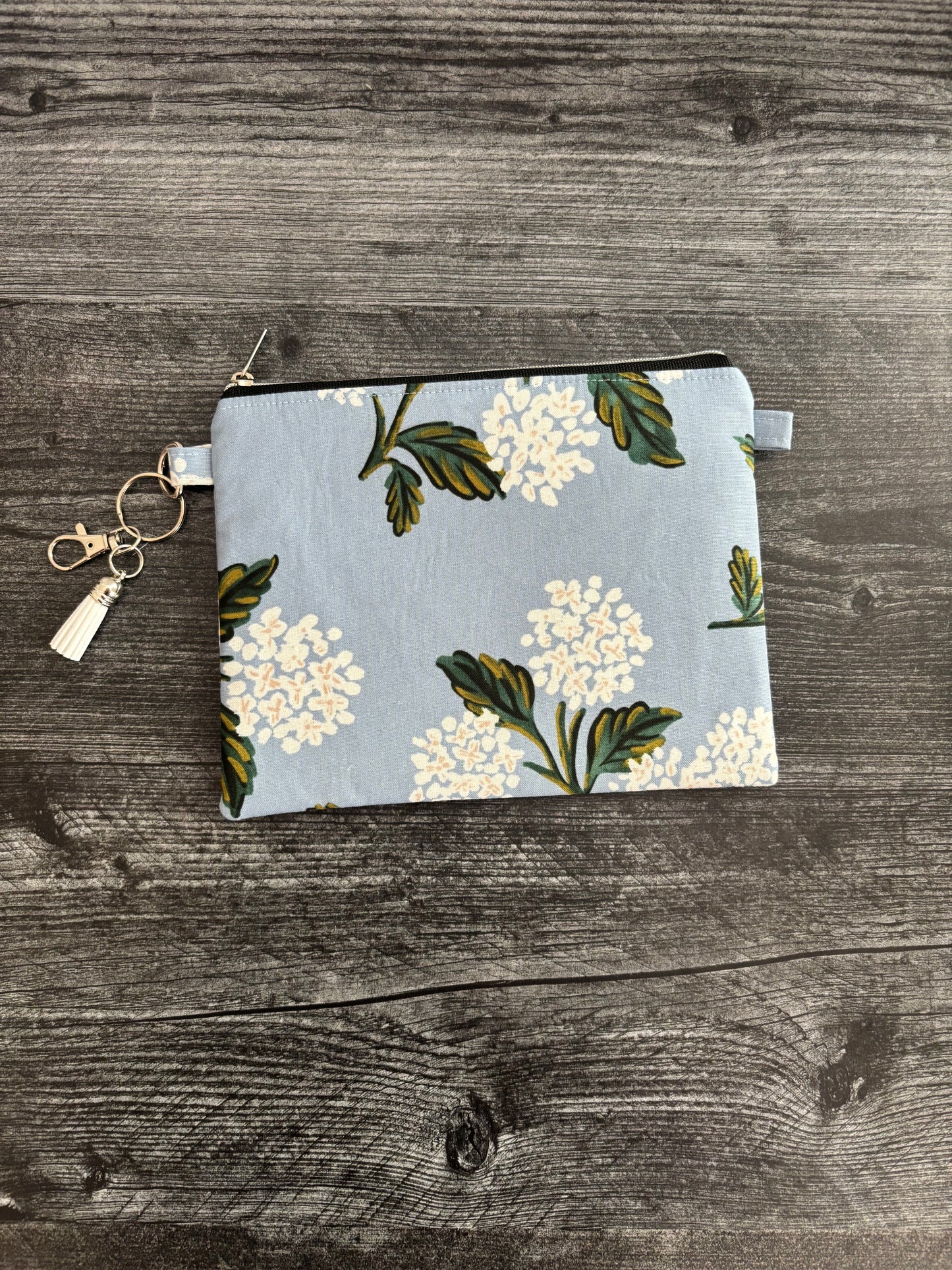 Hydrangeas on Blue - Zippered Pouch (Medium Sized)