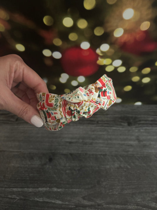 Holly Jolly Nutcracker Cream and Gold - Knotted Headband