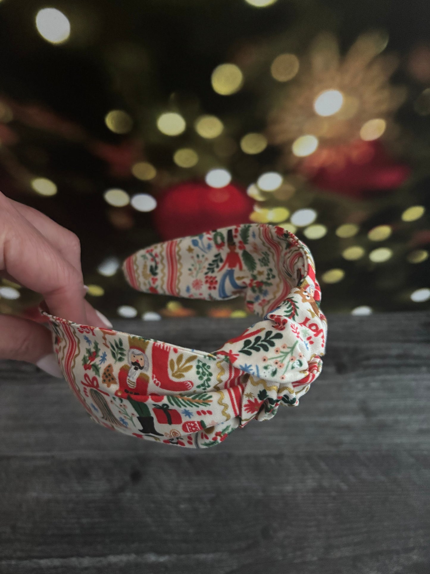 Holly Jolly Nutcracker Cream and Gold - Knotted Headband